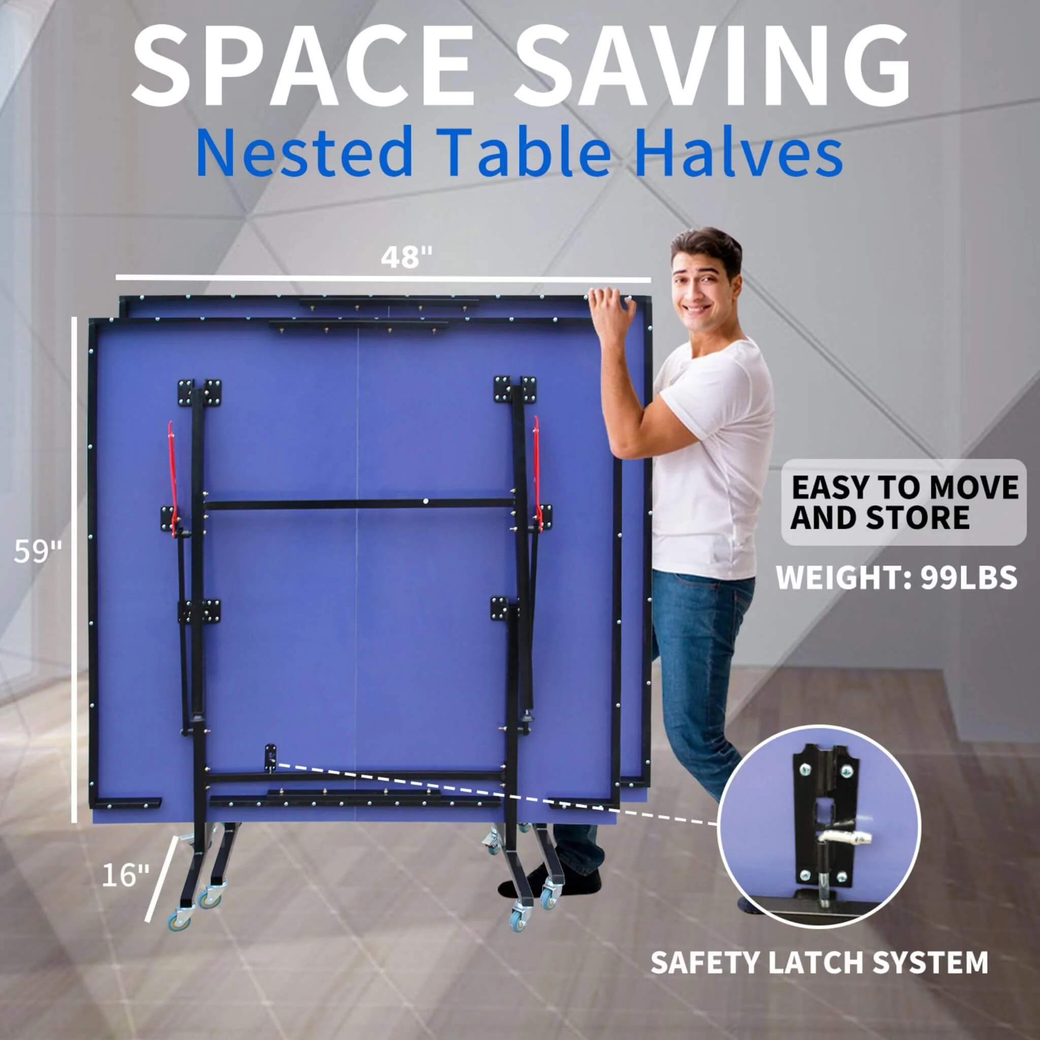 8FT Foldable Midsize Table Tennis Table Set With Paddles, Balls, And Net (SAK14735) - Image 5