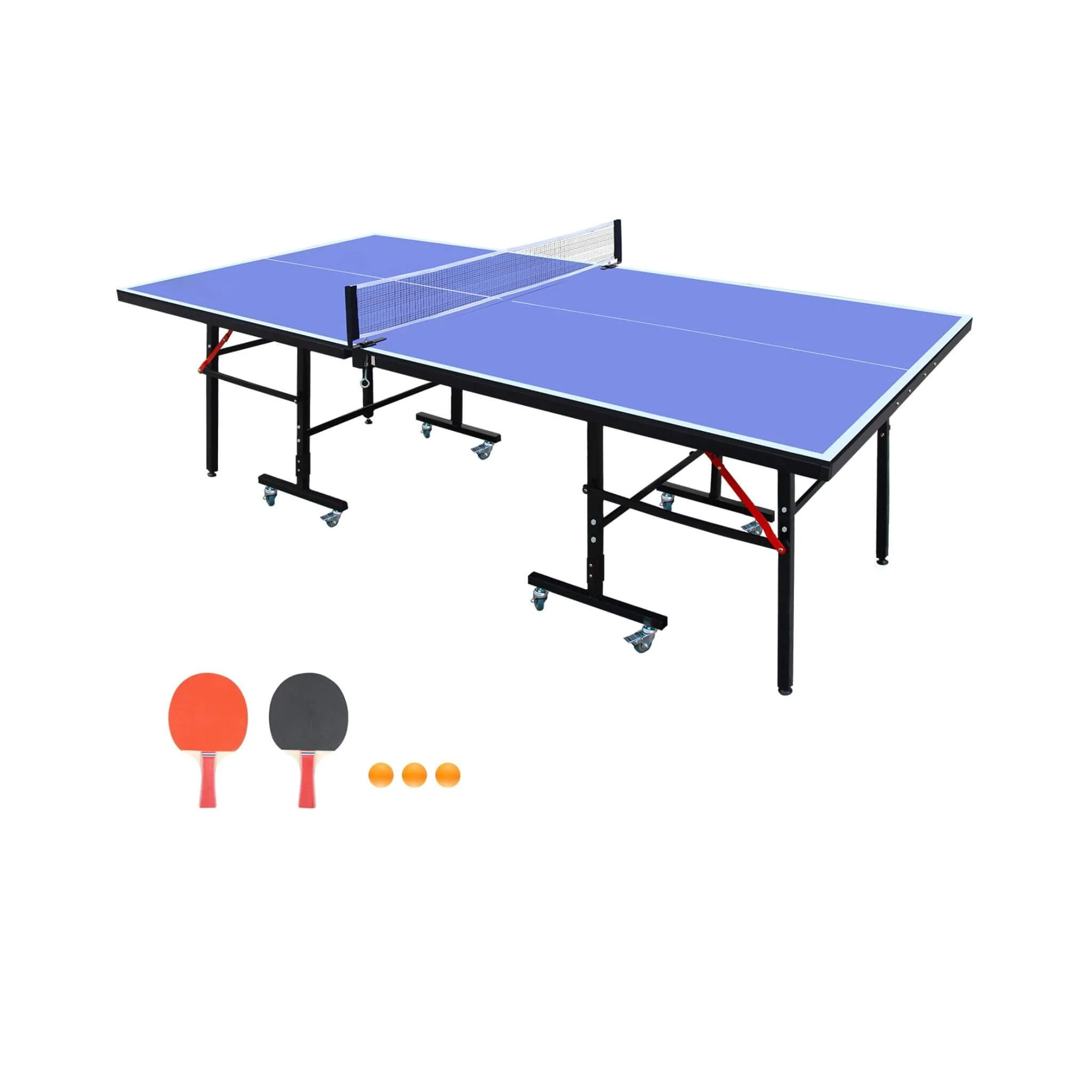 8FT Foldable Midsize Table Tennis Table Set With Paddles, Balls, And Net (SAK14735) - Image 8