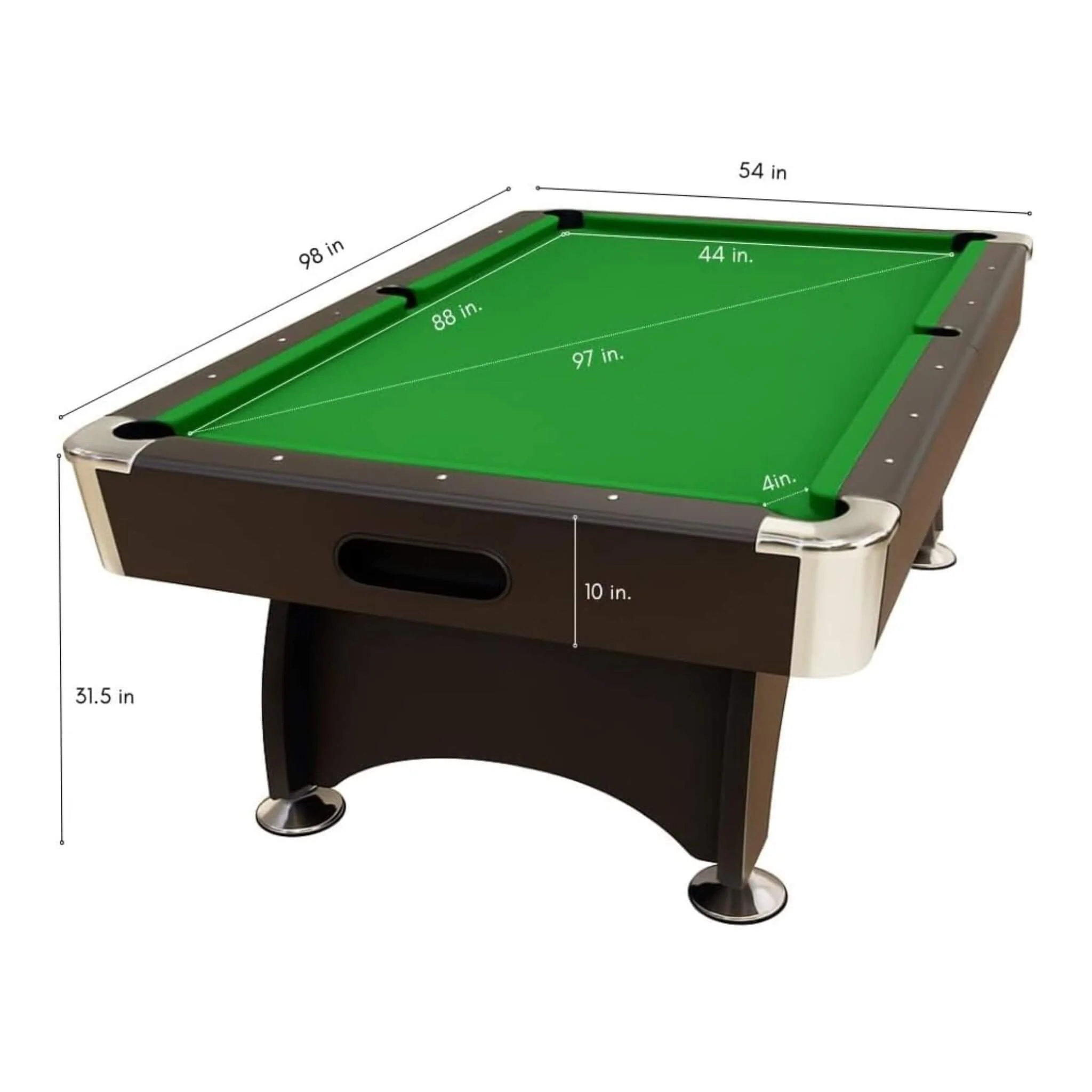 8FT Modern Green Felt Billiard Pool Table With Automatic Ball Return And Accessories Kit (SAK24870) - Image 9