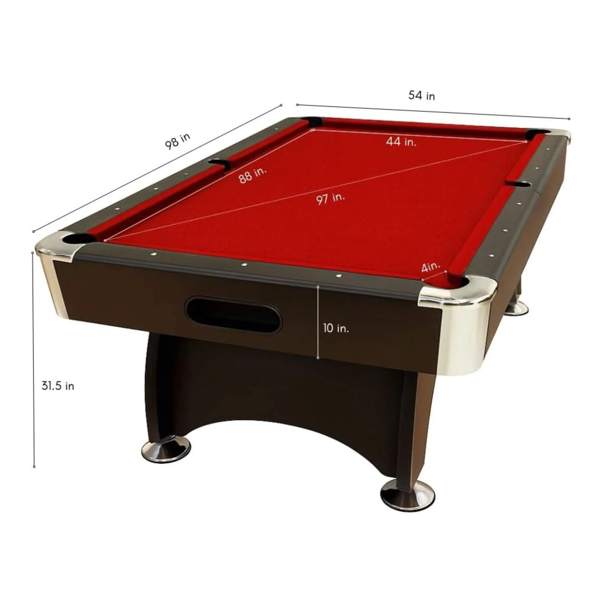 8FT Modern Red Felt Billiard Pool Table With Automatic Ball Return And Accessories Kit (SAK76139) - Image 9