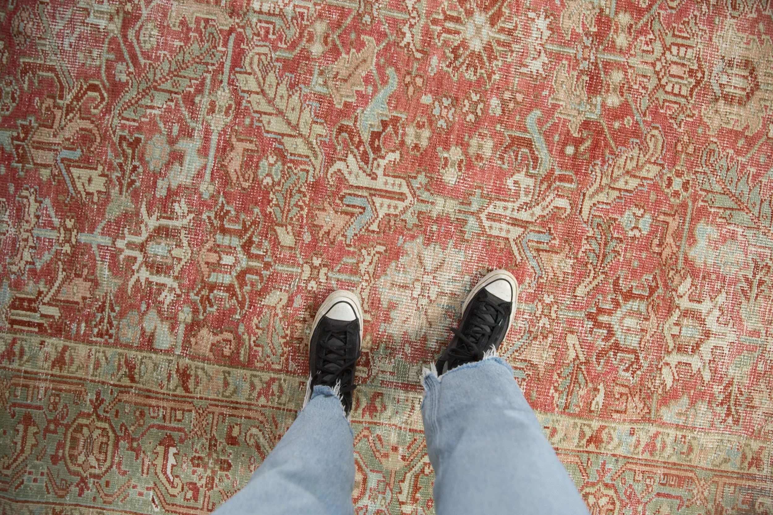 8x10.5 Vintage Distressed Heriz Carpet - Image 2