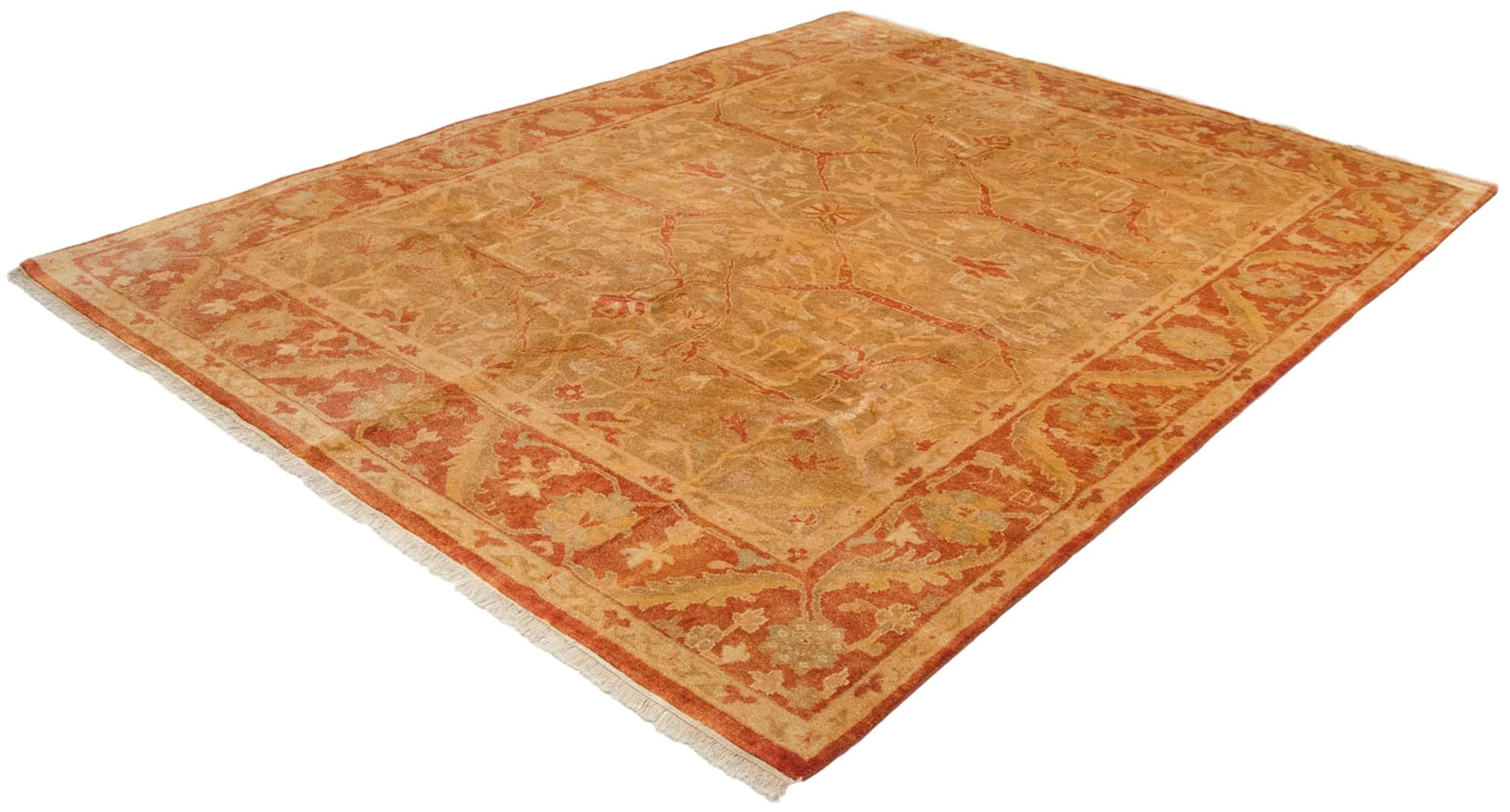 8x10 New Gold Wash Indian Oushak Design Carpet - Image 10