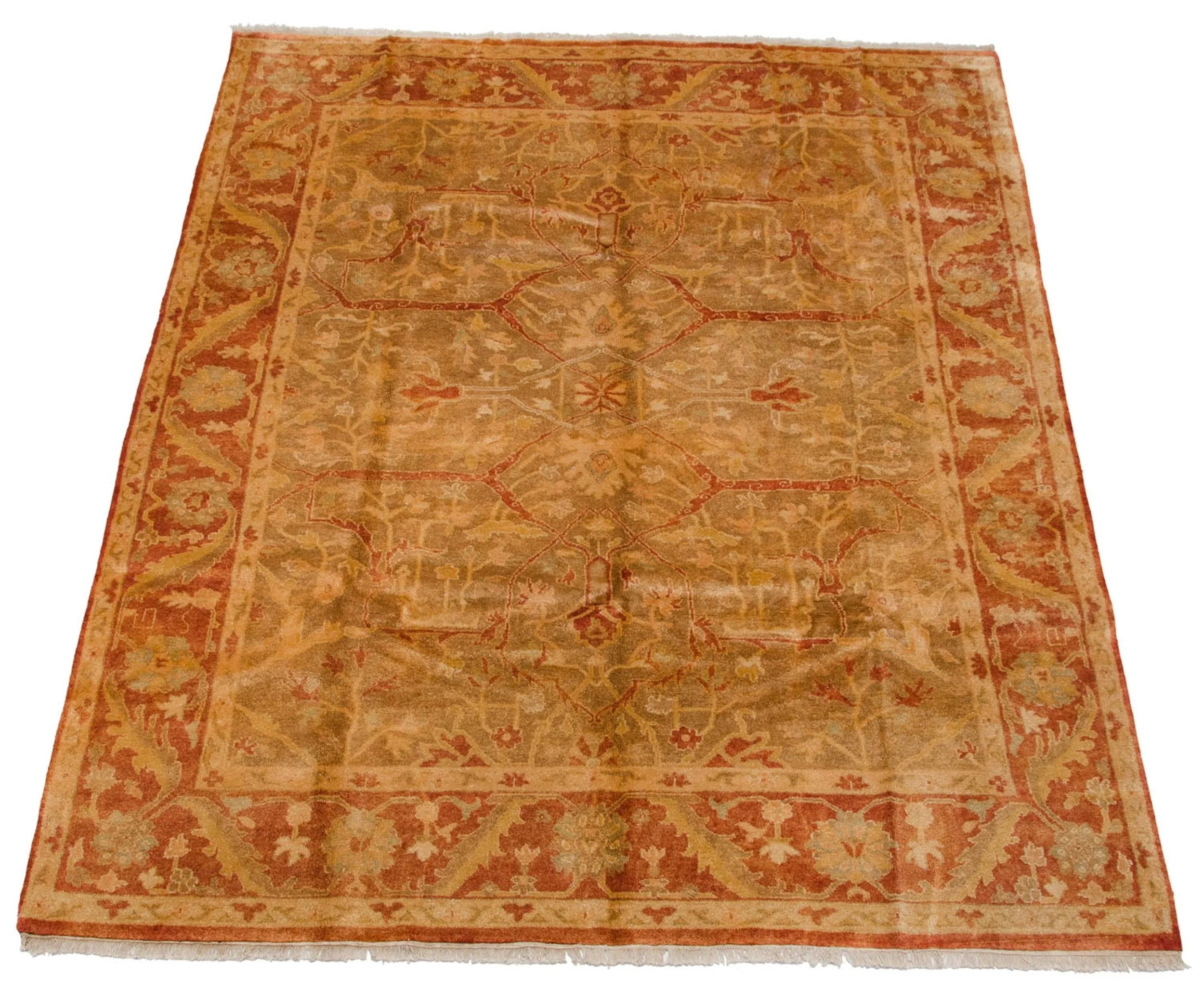 8x10 New Gold Wash Indian Oushak Design Carpet - Image 3