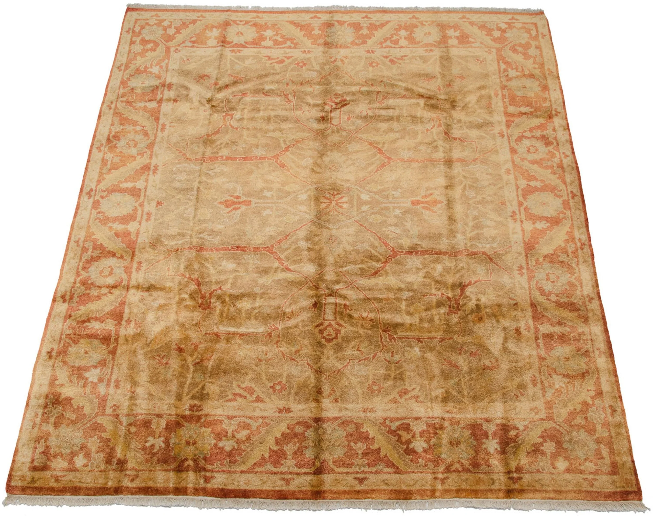 8x10 New Gold Wash Indian Oushak Design Carpet - Image 4