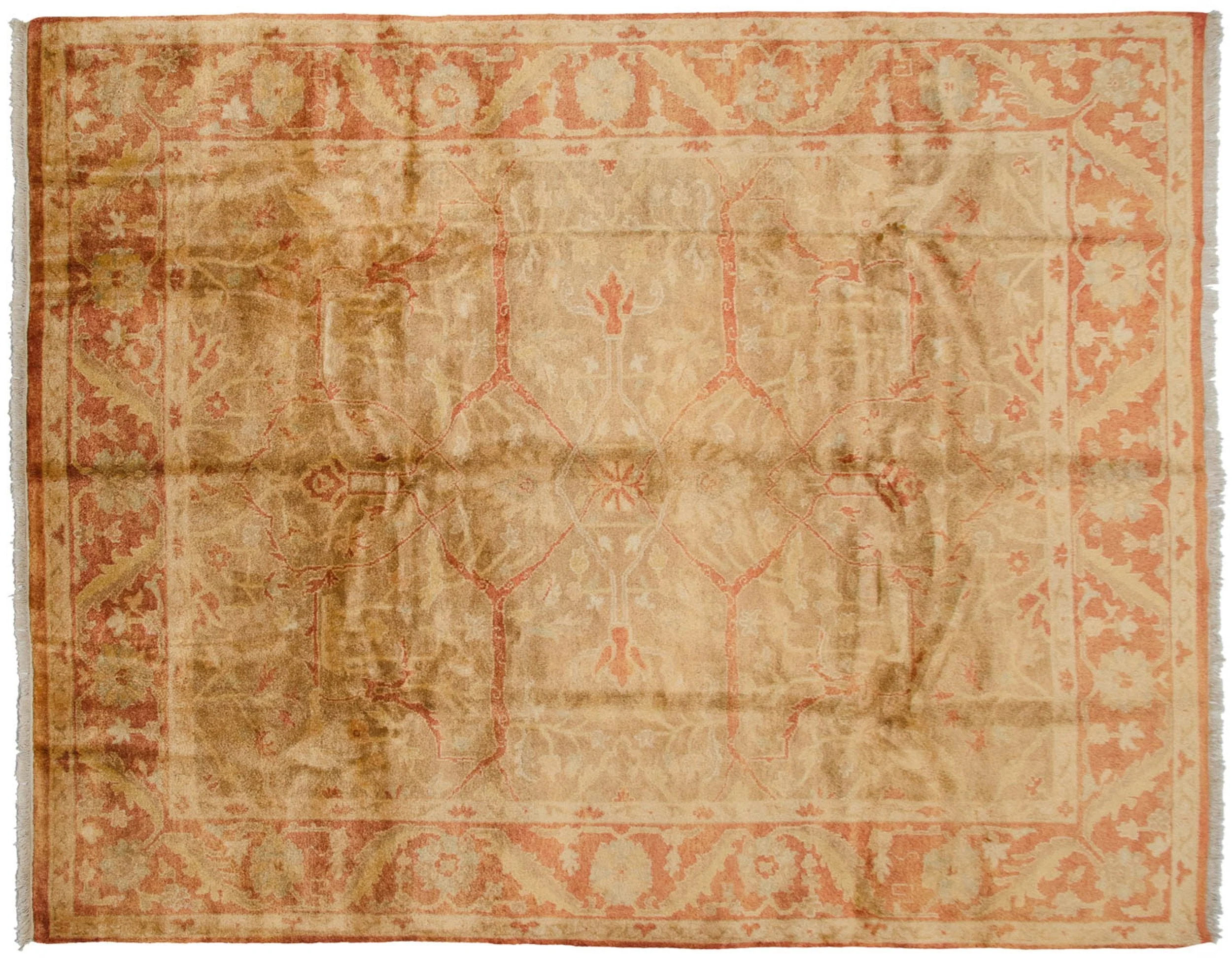 8x10 New Gold Wash Indian Oushak Design Carpet - Image 9
