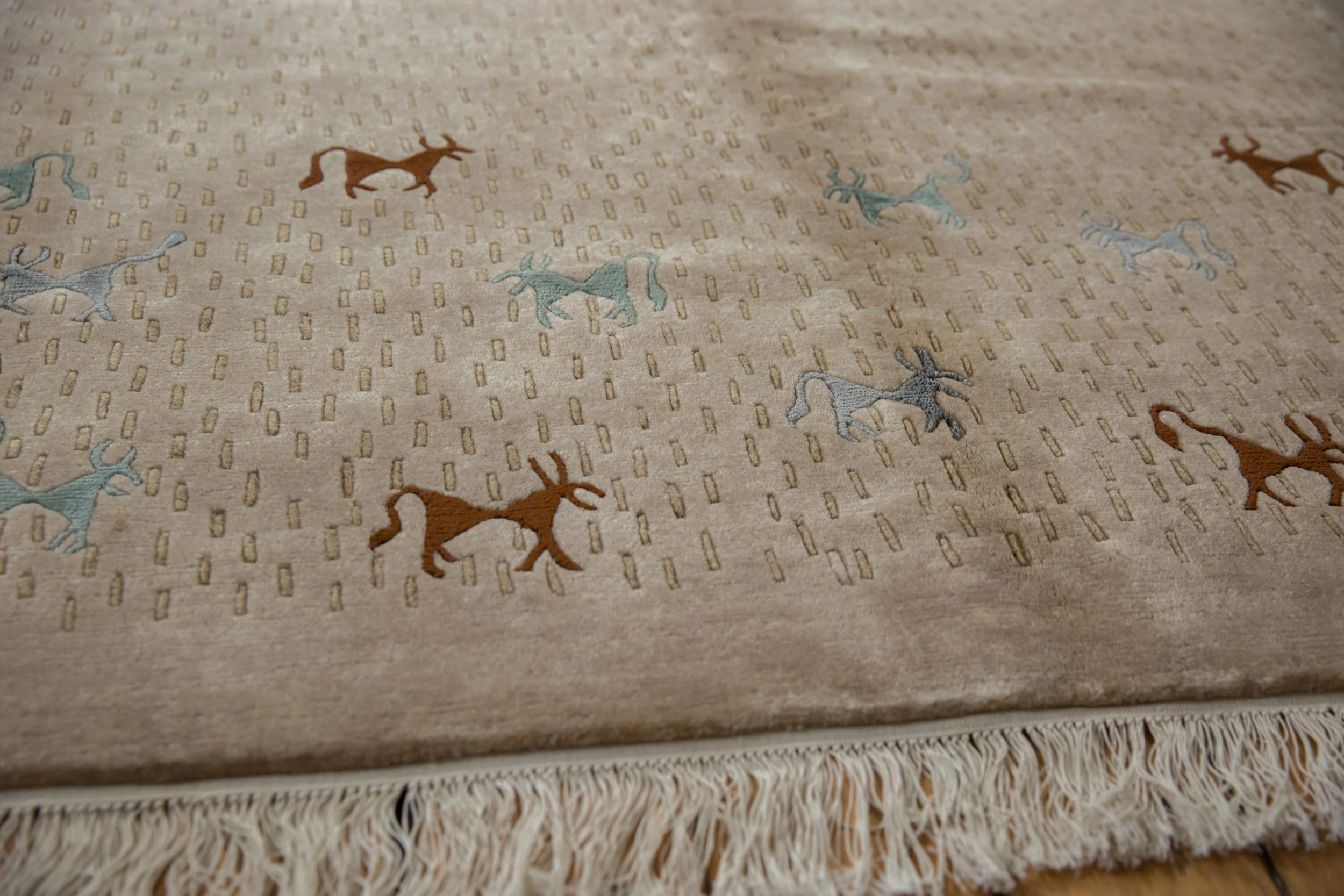 8x10 New Indian Folk Art Design Carpet - Image 6