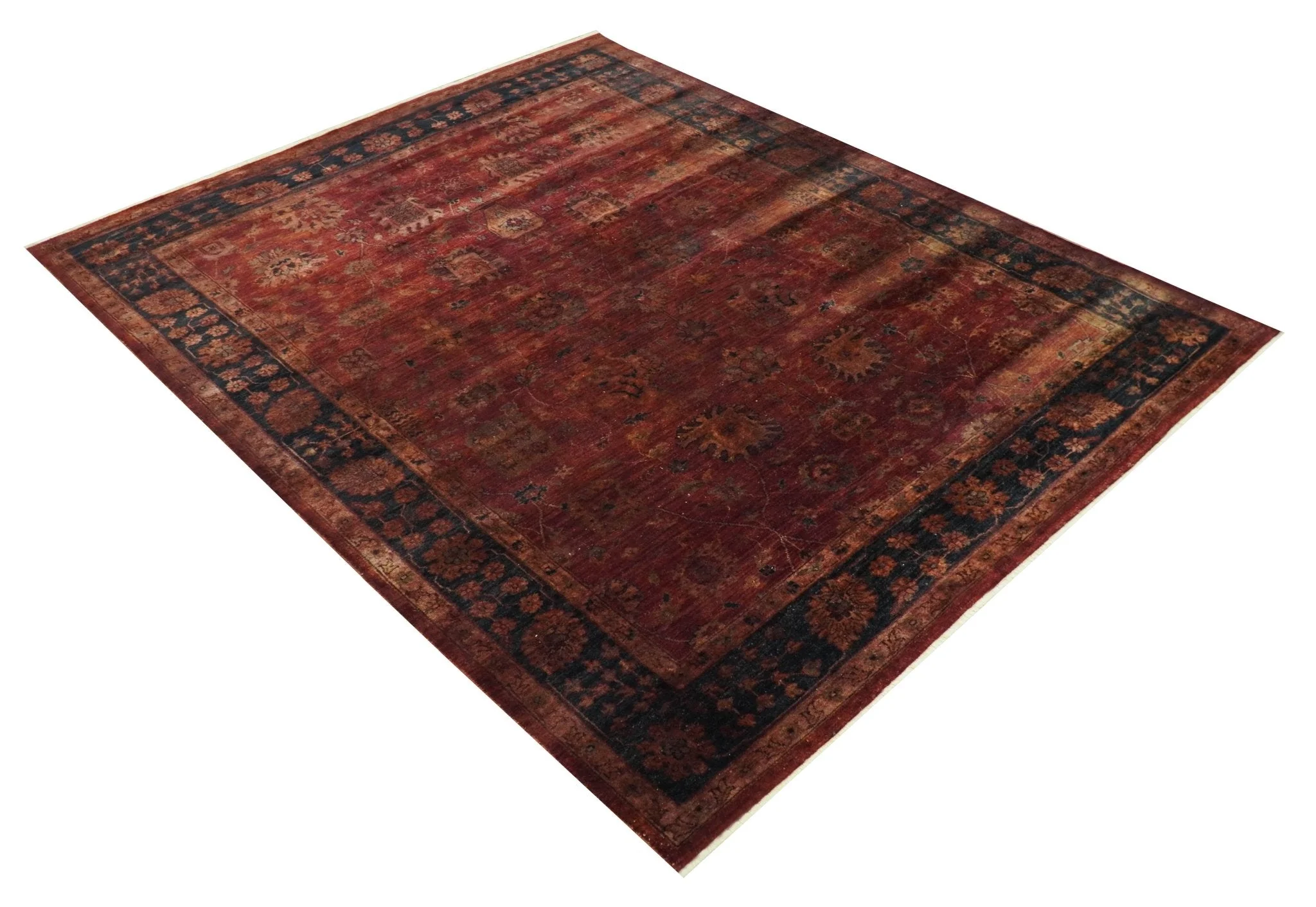 8x10 Traditional Overdyed Red And Black Hand Knotted Wool Area Rug - Image 11