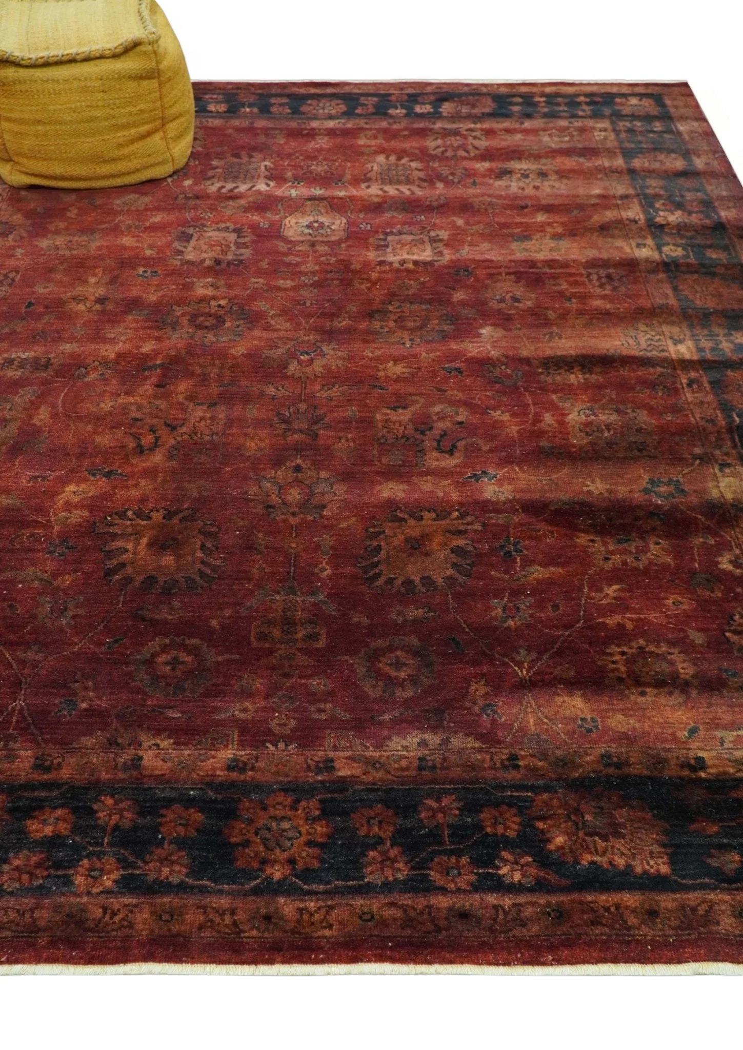 8x10 Traditional Overdyed Red And Black Hand Knotted Wool Area Rug - Image 4