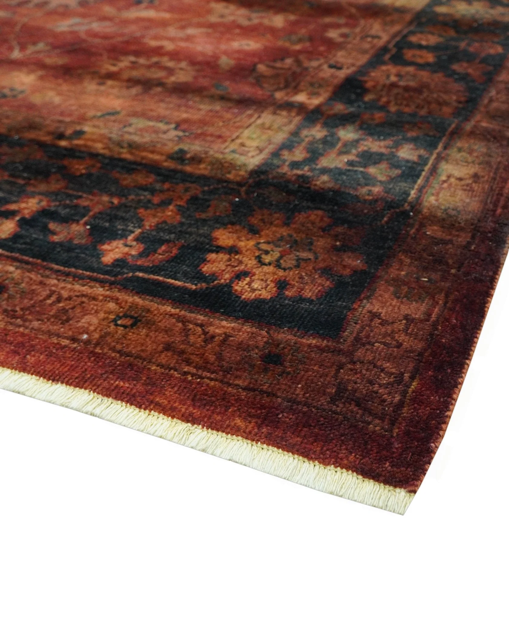 8x10 Traditional Overdyed Red And Black Hand Knotted Wool Area Rug - Image 5