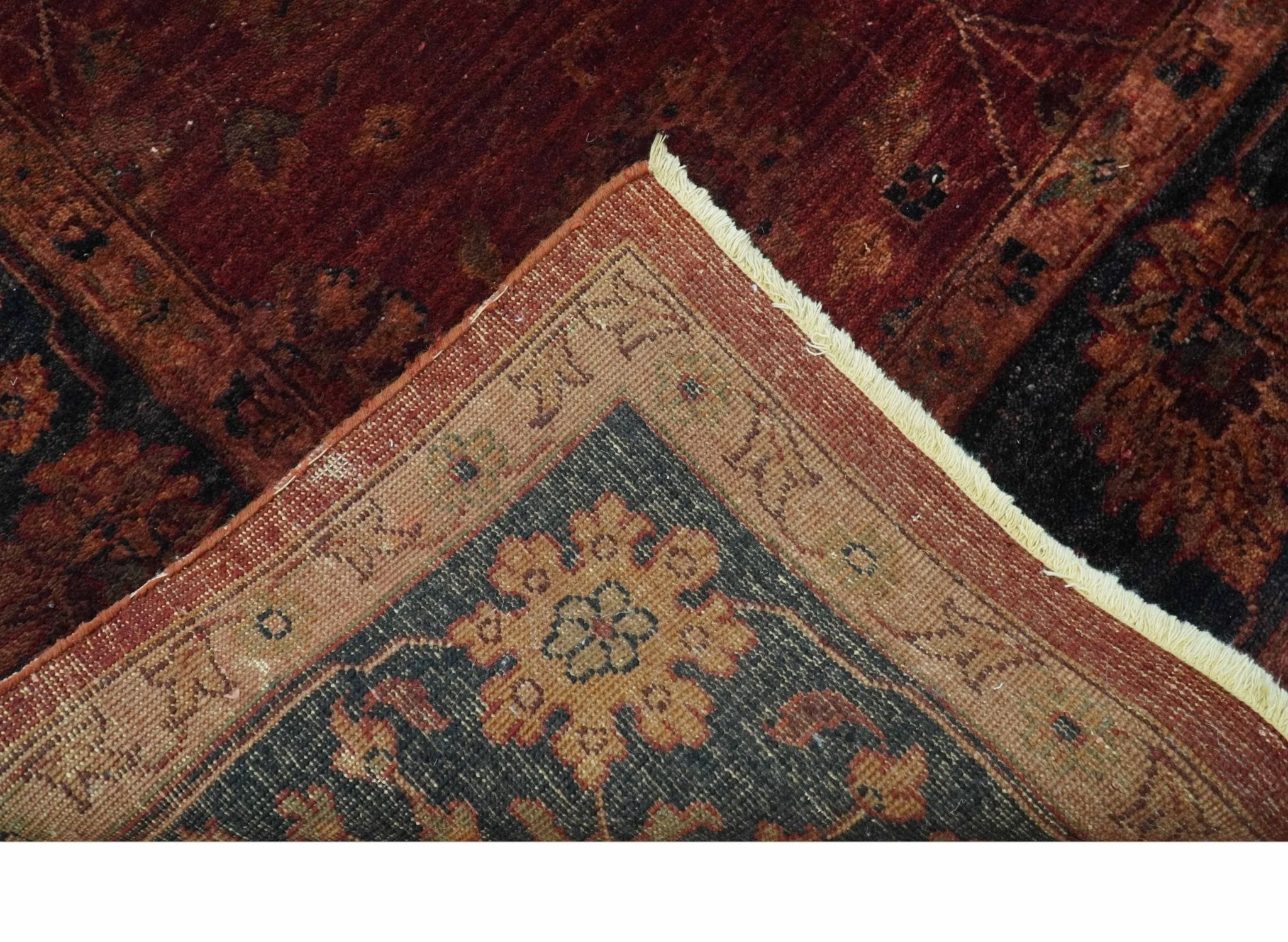 8x10 Traditional Overdyed Red And Black Hand Knotted Wool Area Rug - Image 6