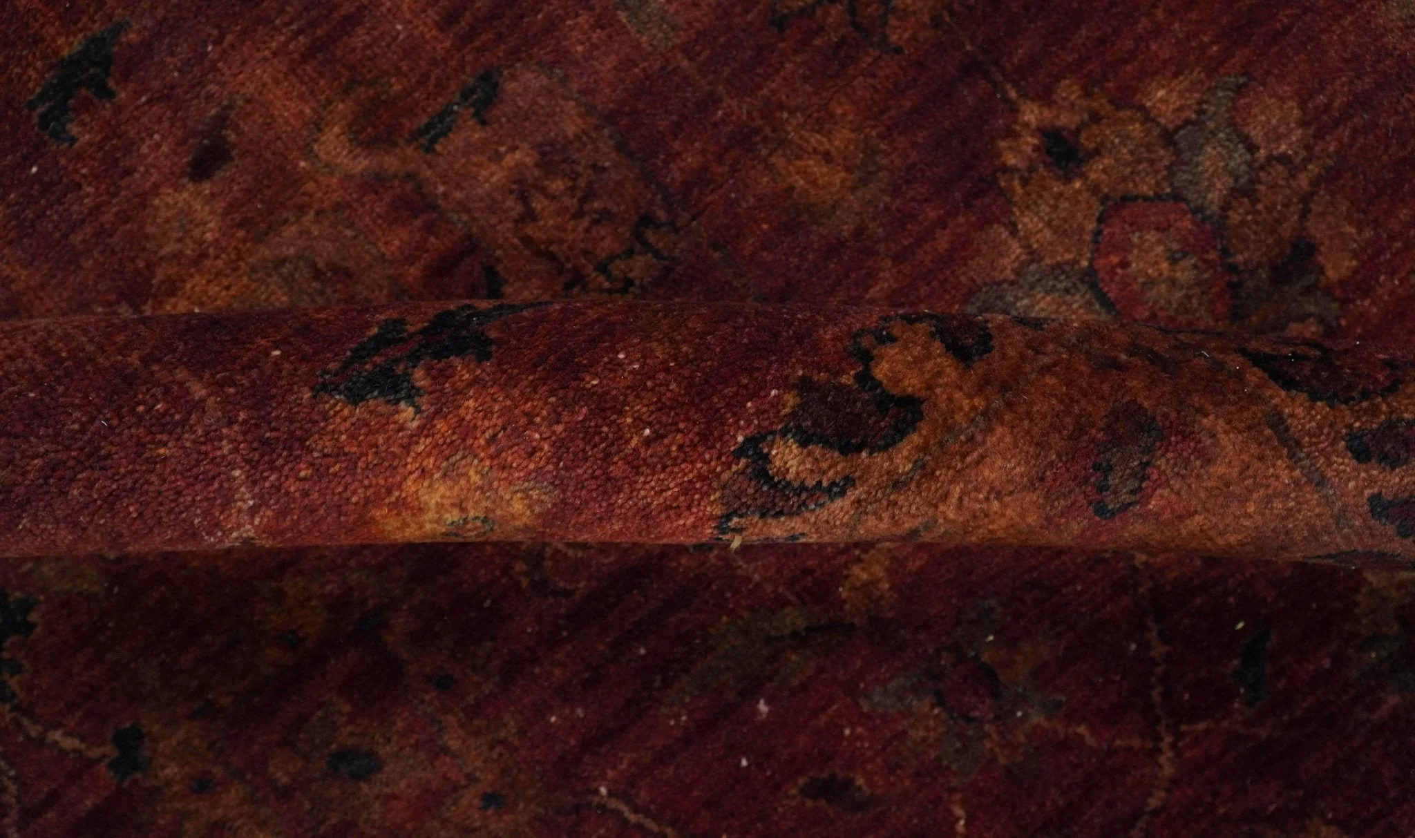 8x10 Traditional Overdyed Red And Black Hand Knotted Wool Area Rug - Image 8