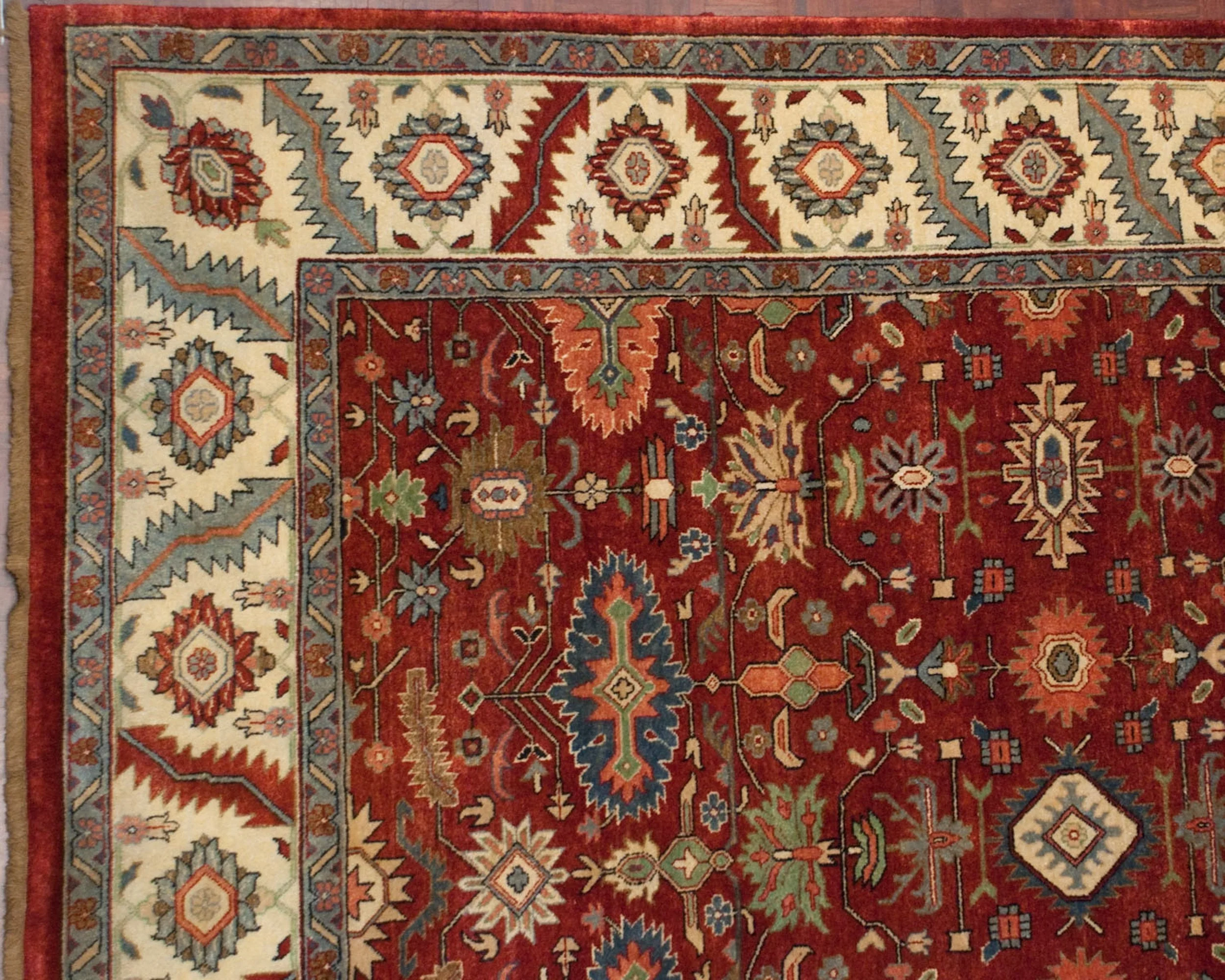 8x10 Vintage Indian Heriz Design Carpet - Image 3