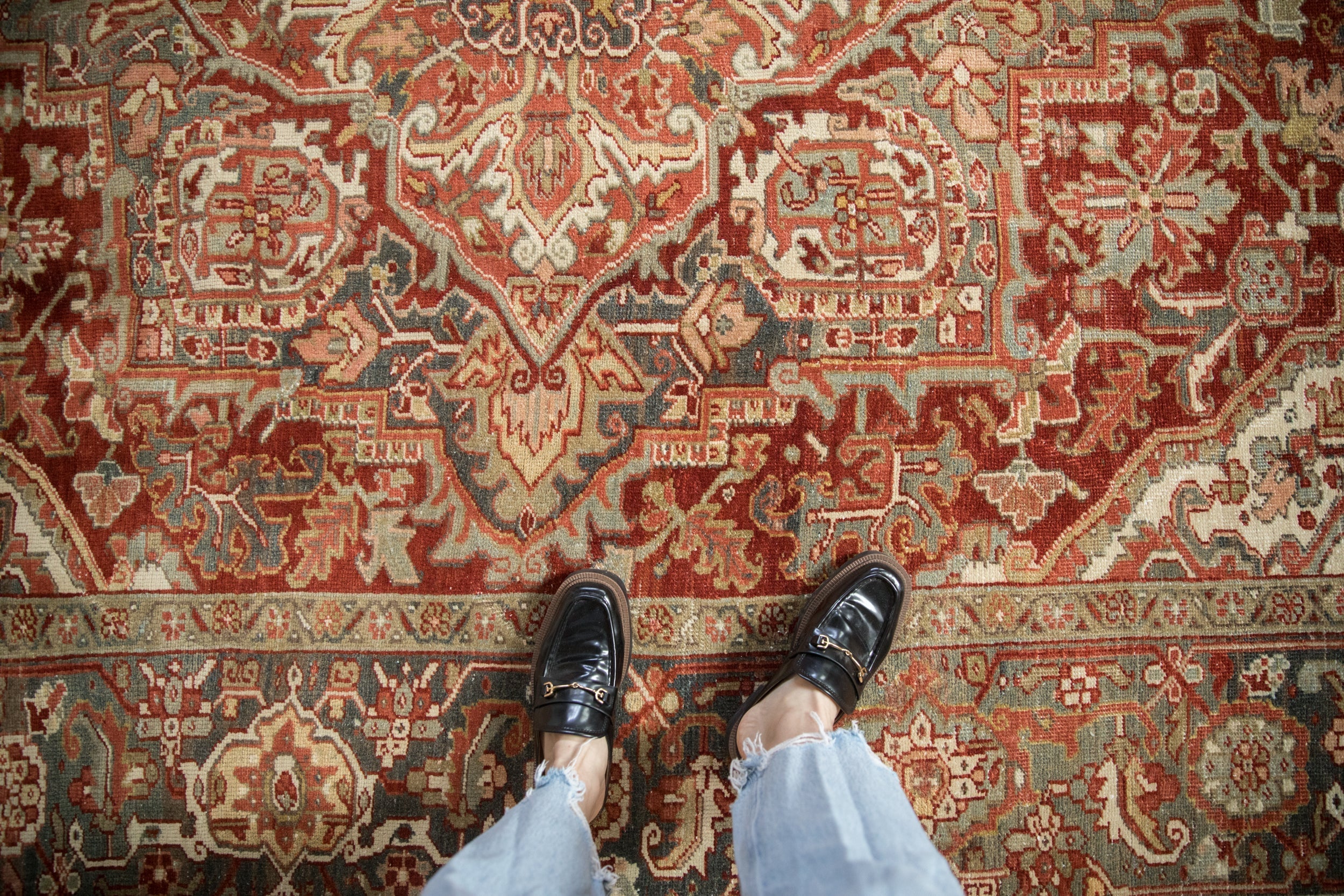 8x11 Vintage Distressed Heriz Carpet - Image 2