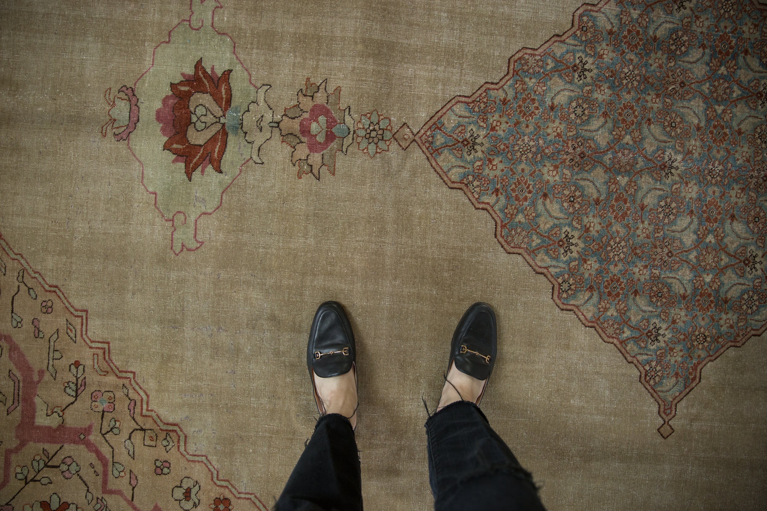 8x12 Vintage Distressed Tabriz Carpet - Image 2