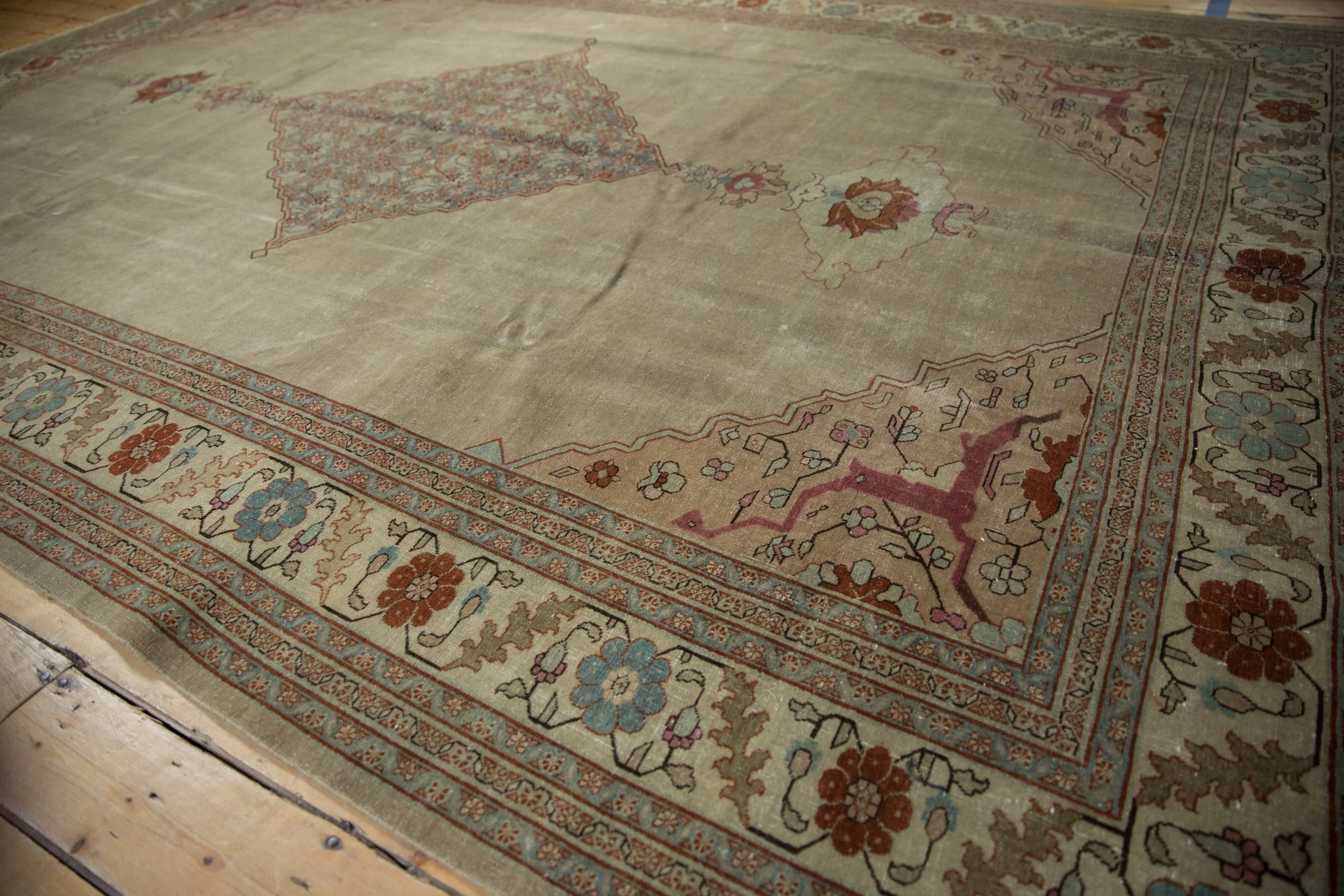 8x12 Vintage Distressed Tabriz Carpet - Image 4