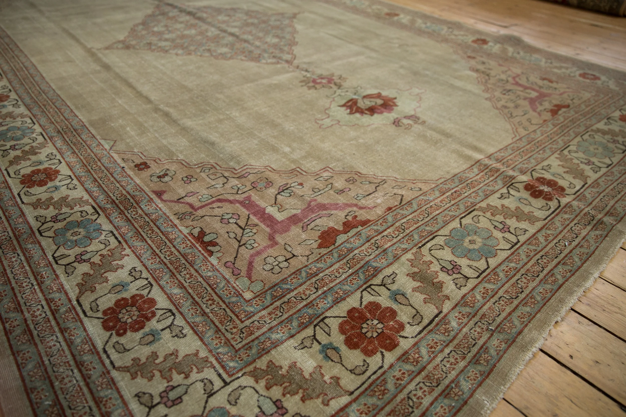 8x12 Vintage Distressed Tabriz Carpet - Image 8