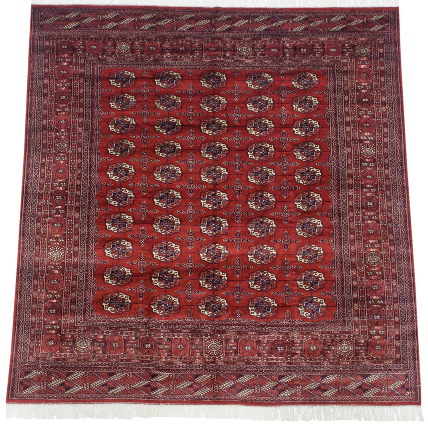 8x8.5 Vintage Fine Bokhara Square Carpet - Image 4