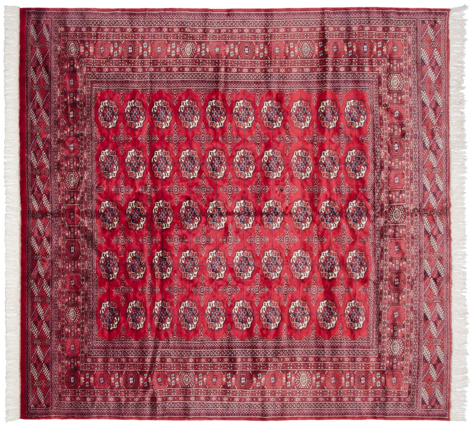 8x8.5 Vintage Fine Bokhara Square Carpet - Image 7