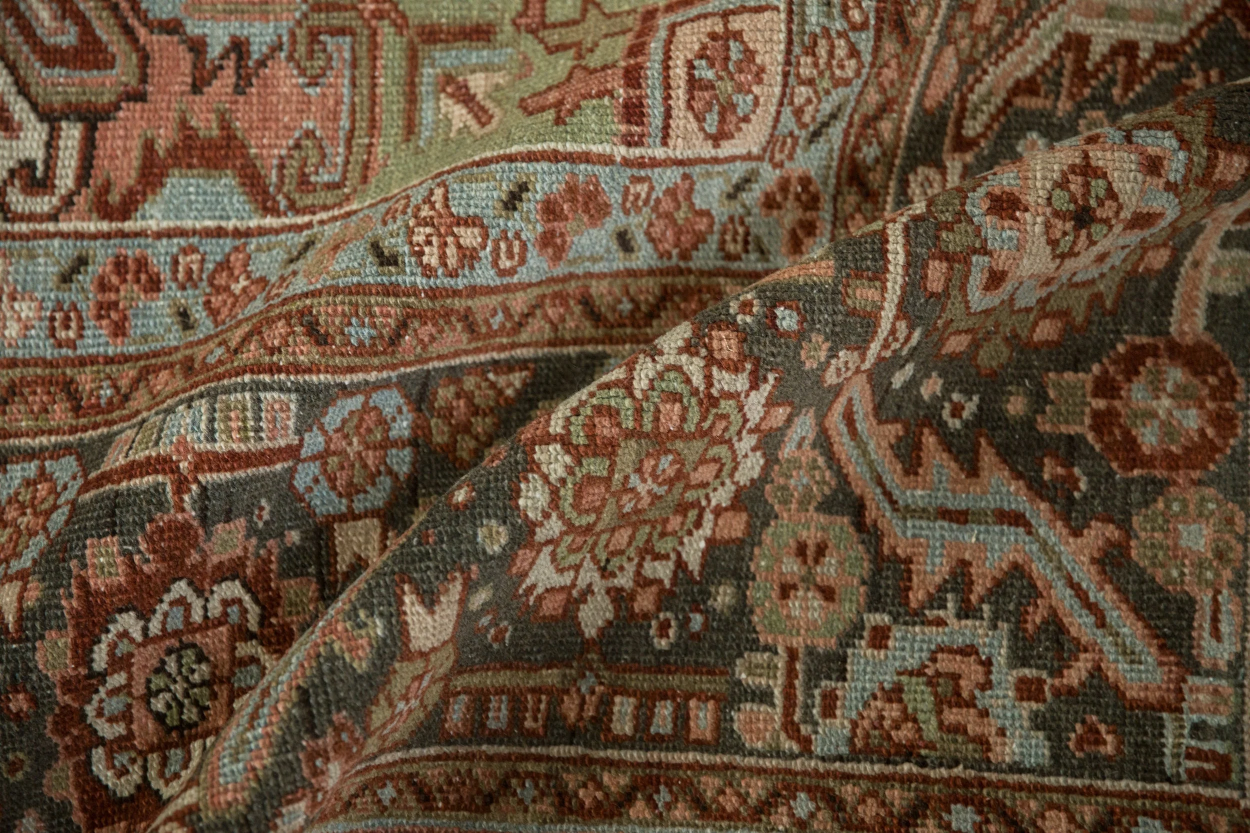 9.5x12.5 Vintage Distressed Heriz Carpet - Image 8