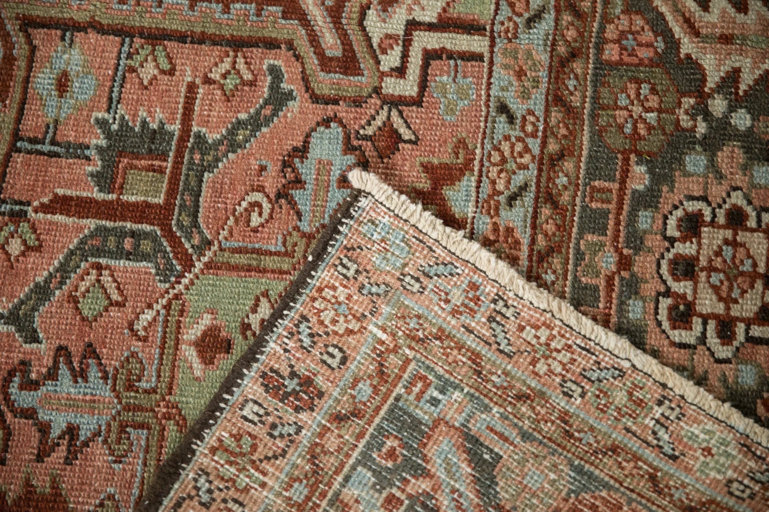 9.5x12.5 Vintage Distressed Heriz Carpet - Image 9