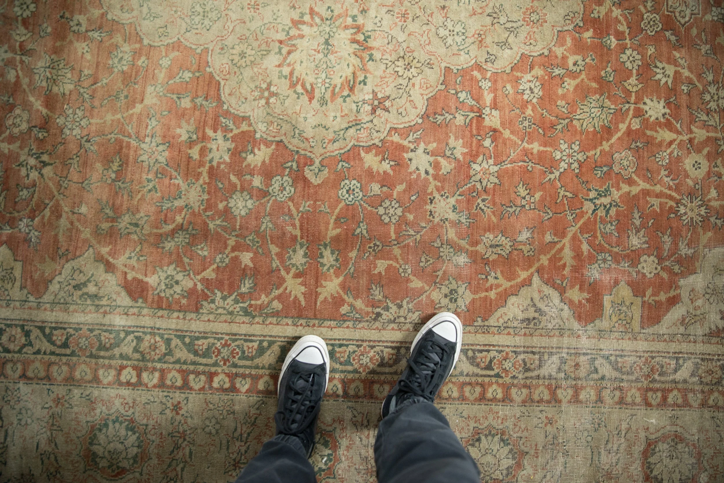 9.5x12.5 Vintage Distressed Tea Washed Kayseri Carpet - Image 2