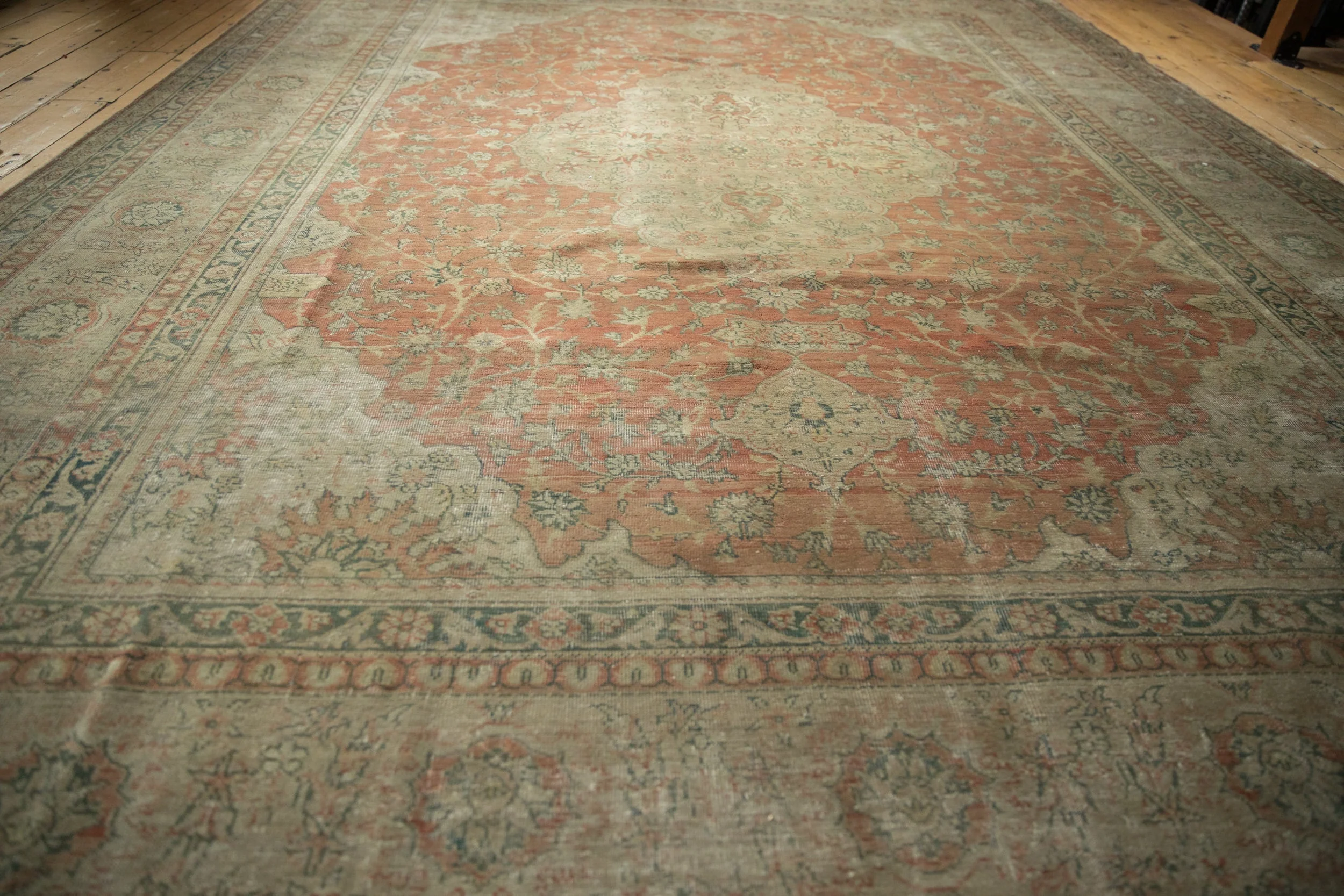 9.5x12.5 Vintage Distressed Tea Washed Kayseri Carpet - Image 8