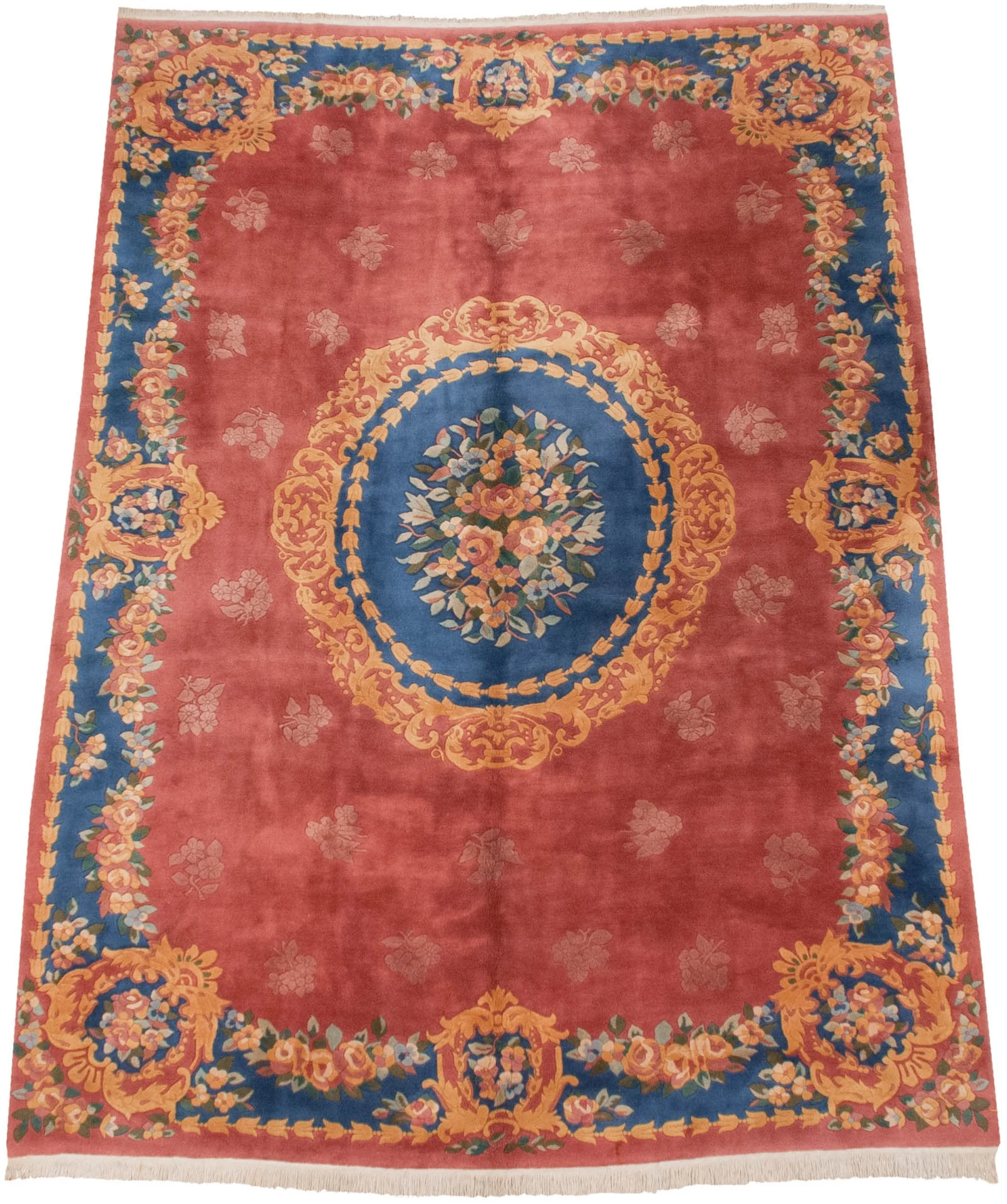 9.5x13.5 Vintage Japanese Aubusson Design Carpet - Image 3