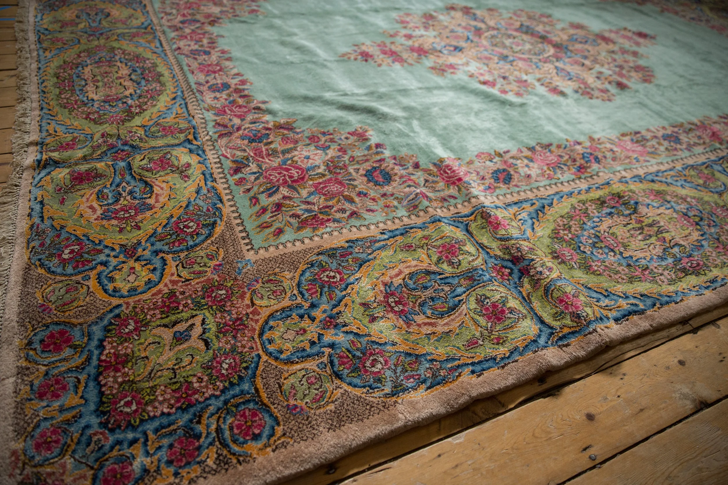 9.5x13.5 Vintage Kerman Carpet - Image 10