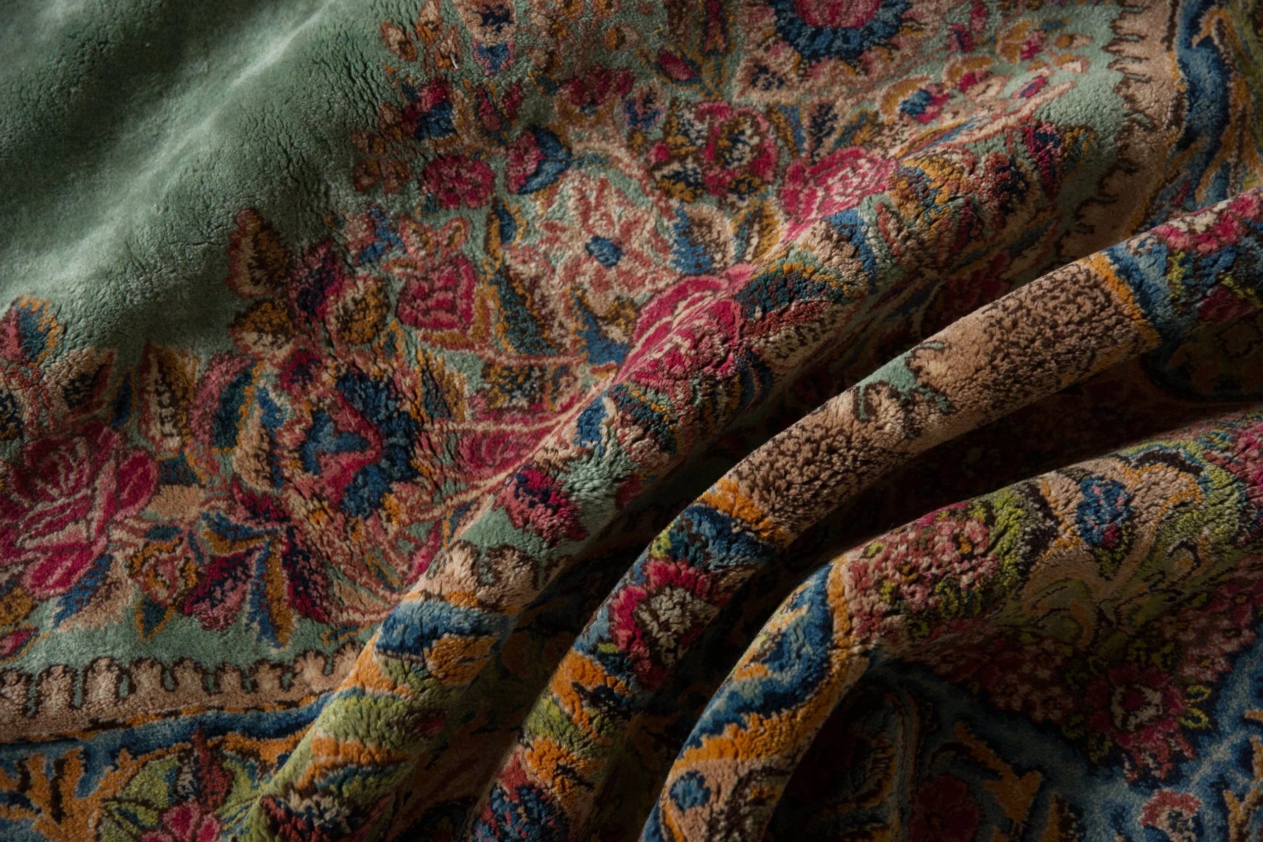 9.5x13.5 Vintage Kerman Carpet - Image 11