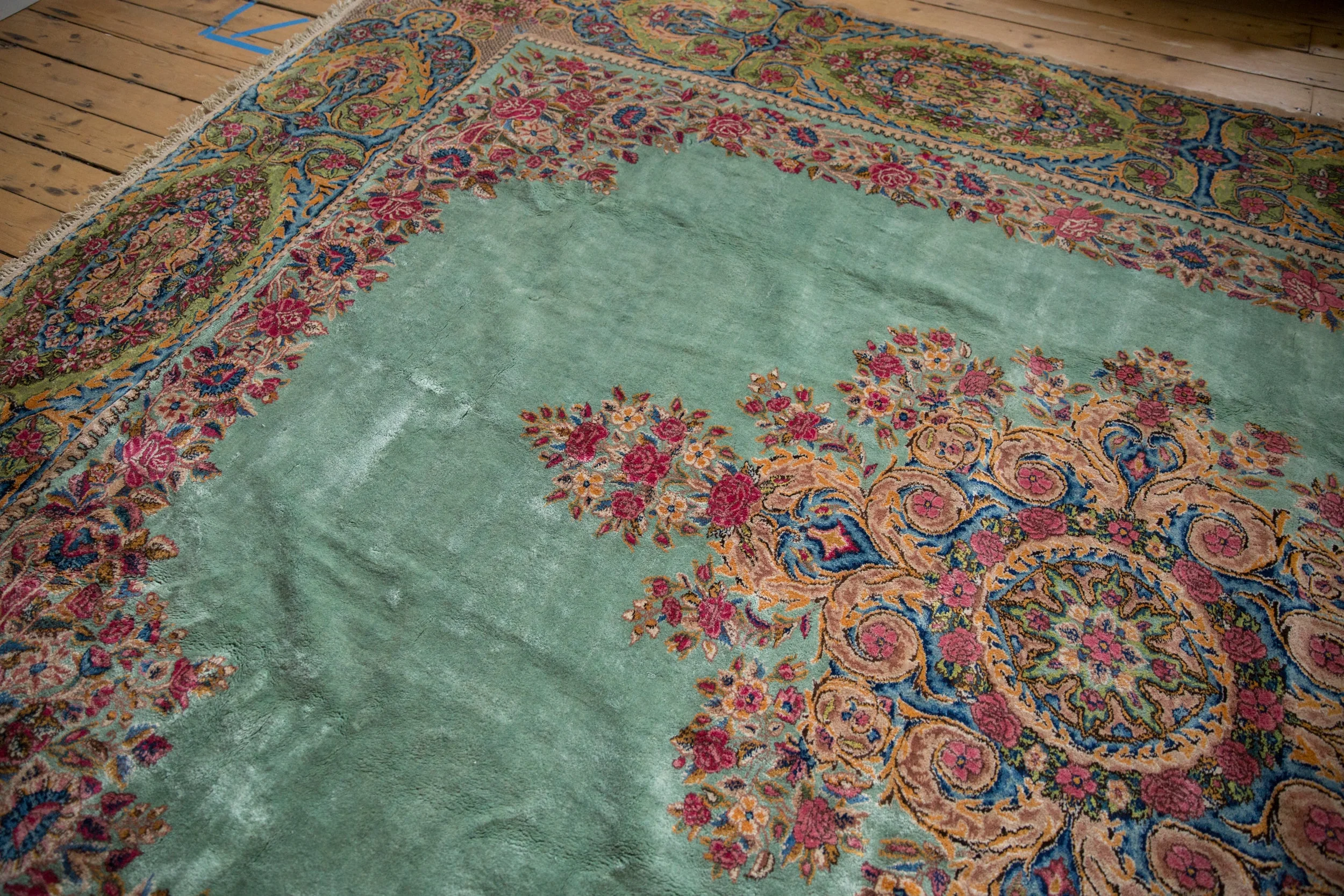 9.5x13.5 Vintage Kerman Carpet - Image 3