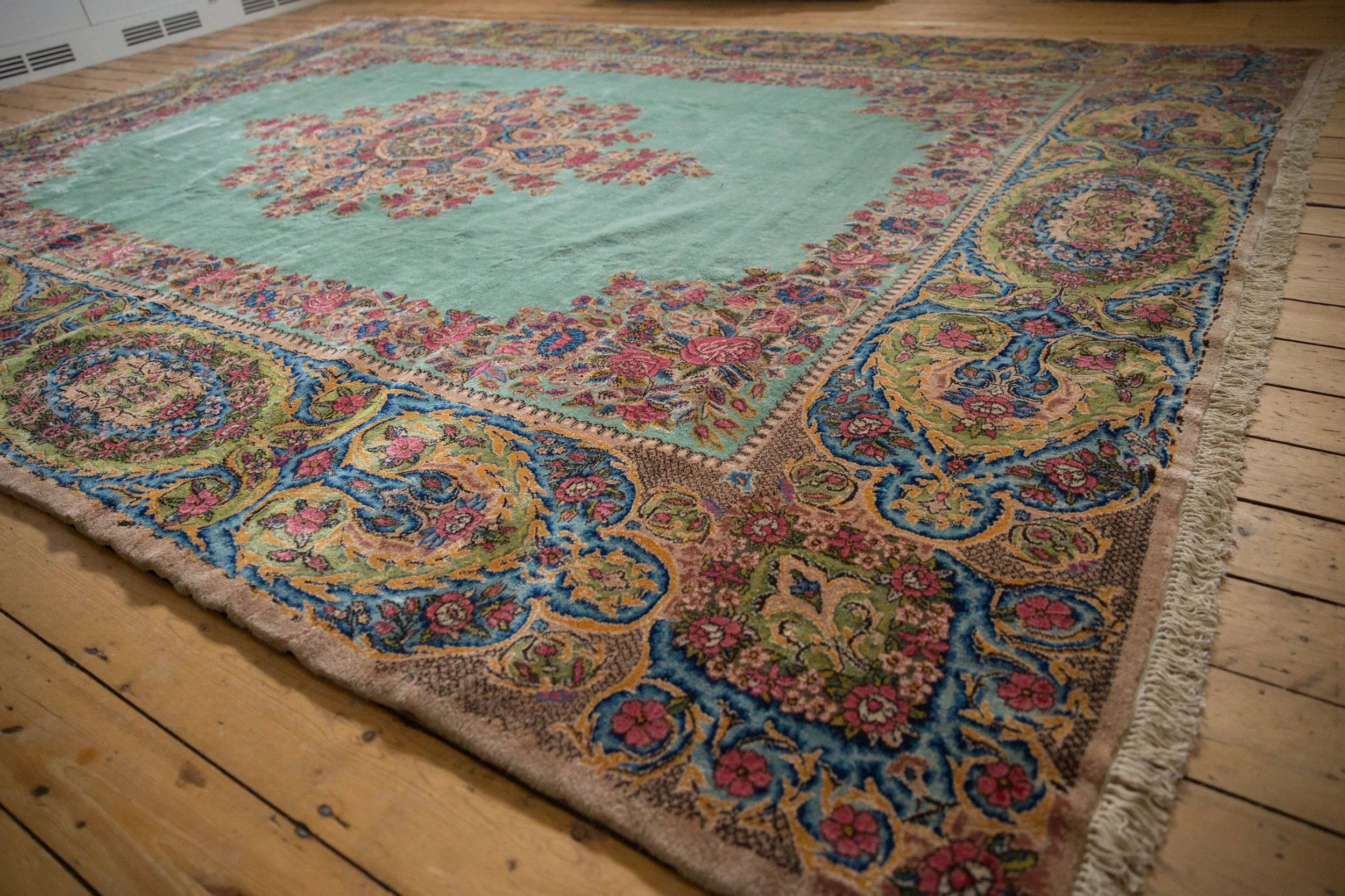 9.5x13.5 Vintage Kerman Carpet - Image 4
