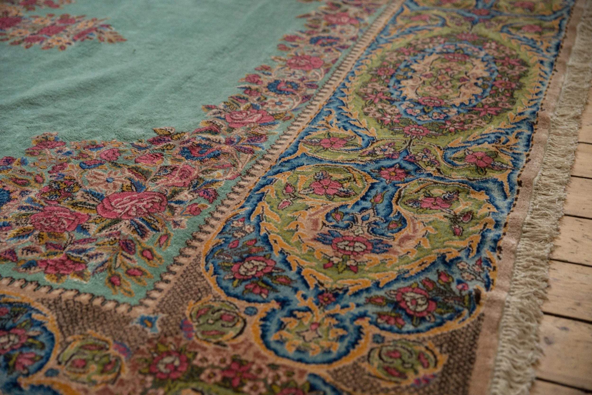 9.5x13.5 Vintage Kerman Carpet - Image 5