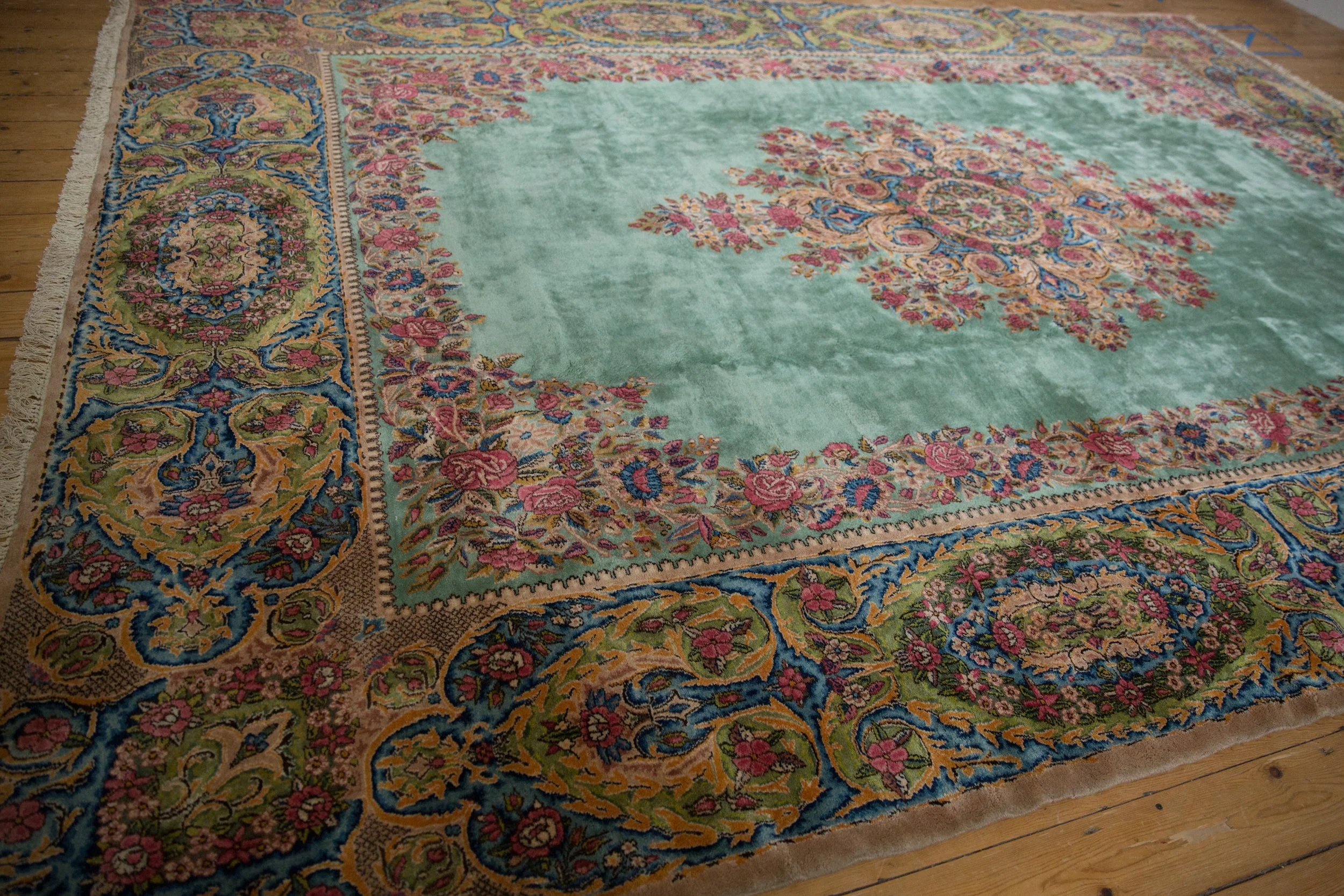 9.5x13.5 Vintage Kerman Carpet - Image 6