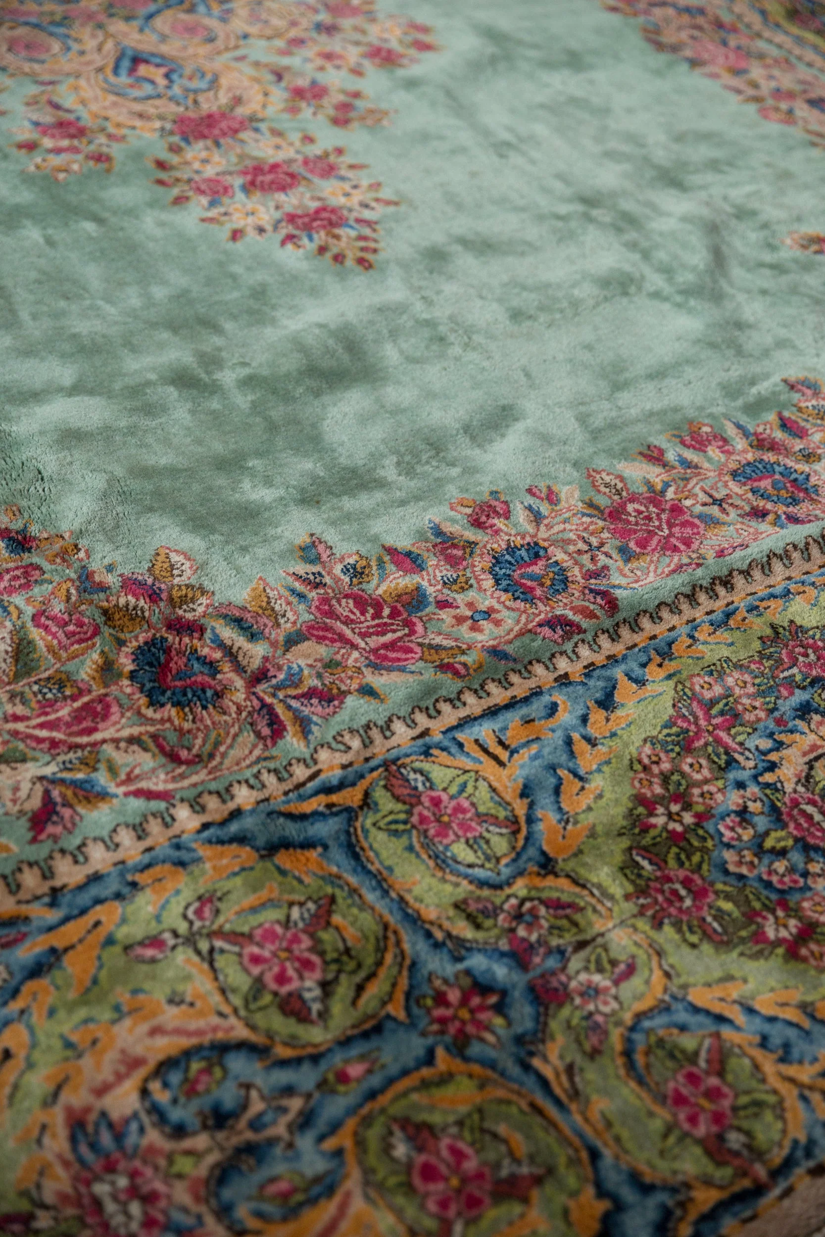 9.5x13.5 Vintage Kerman Carpet - Image 8