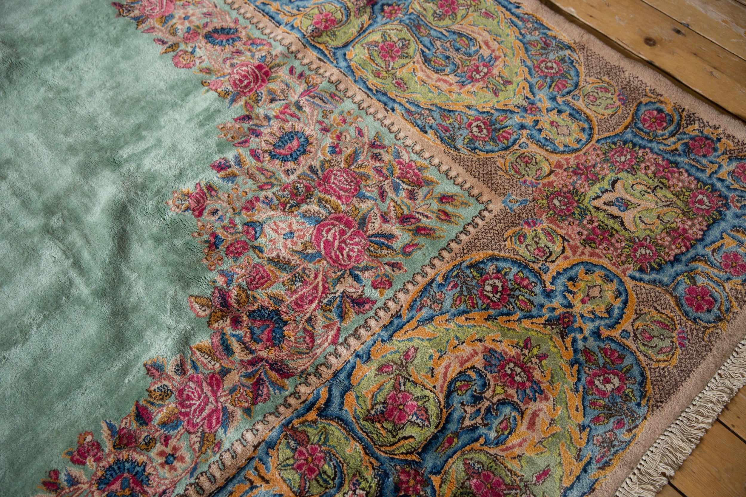 9.5x13.5 Vintage Kerman Carpet - Image 9