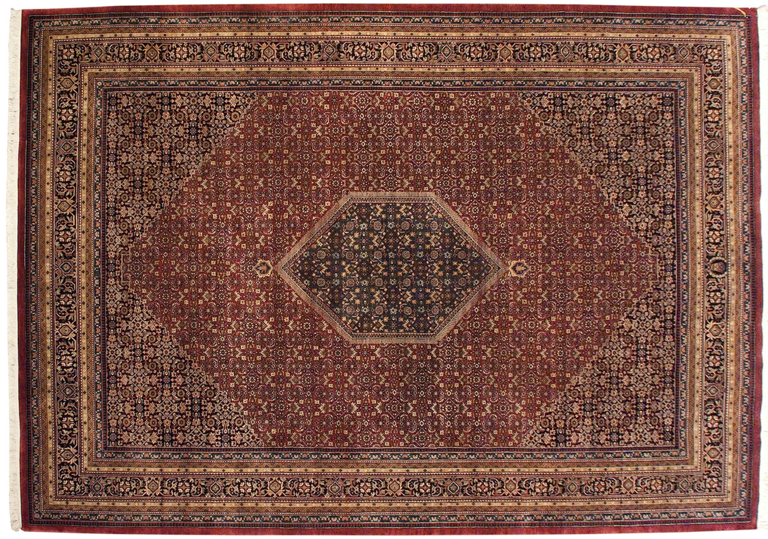 9.5x14 Fine Indian Bijar Design Carpet - Image 2