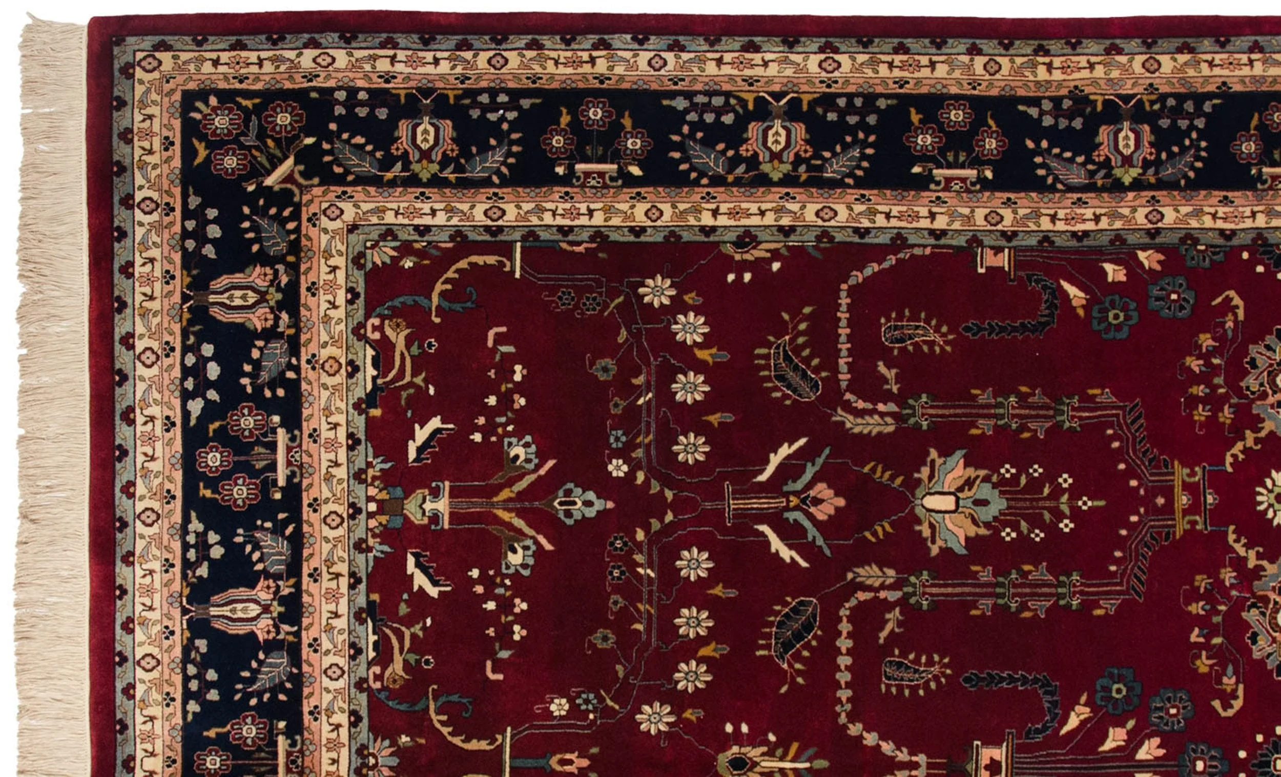 9.5x14 Fine Indian Mohajeran Sarouk Design Carpet - Image 12
