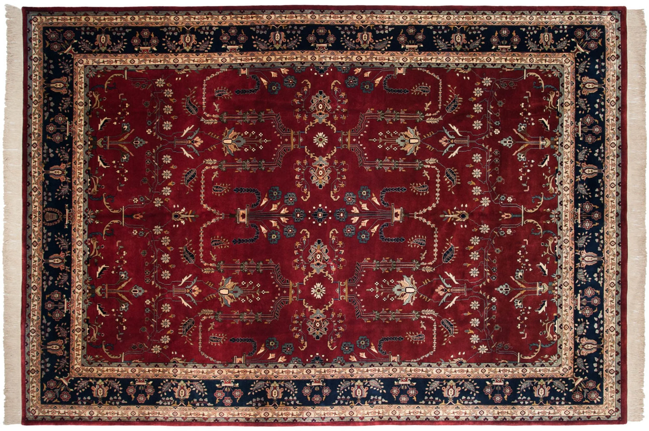 9.5x14 Fine Indian Mohajeran Sarouk Design Carpet - Image 2