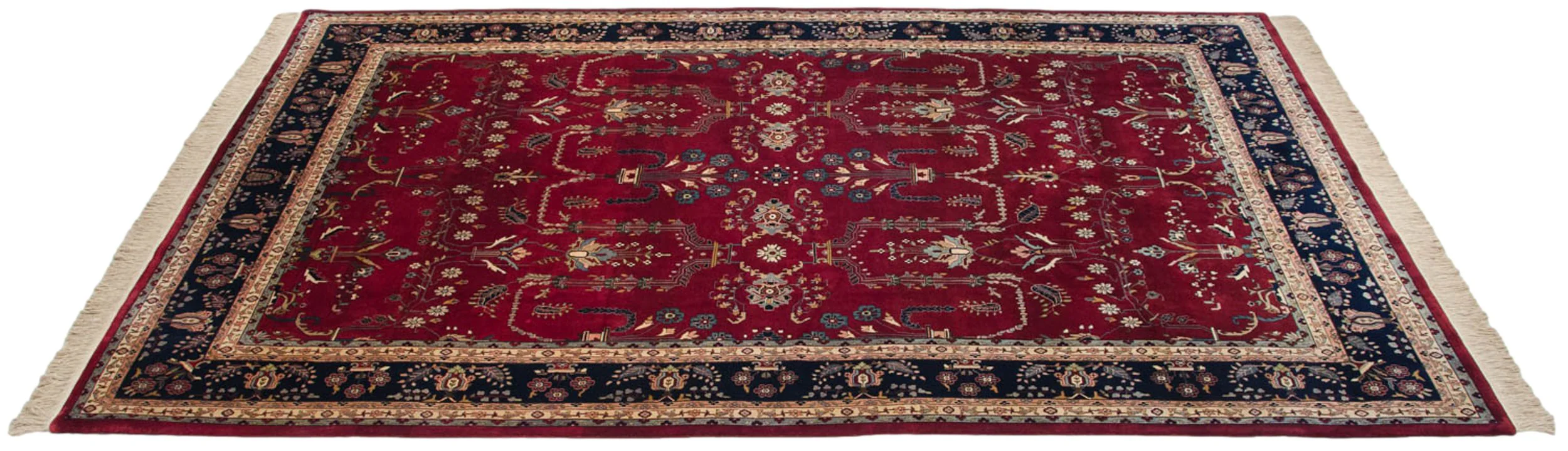 9.5x14 Fine Indian Mohajeran Sarouk Design Carpet - Image 3