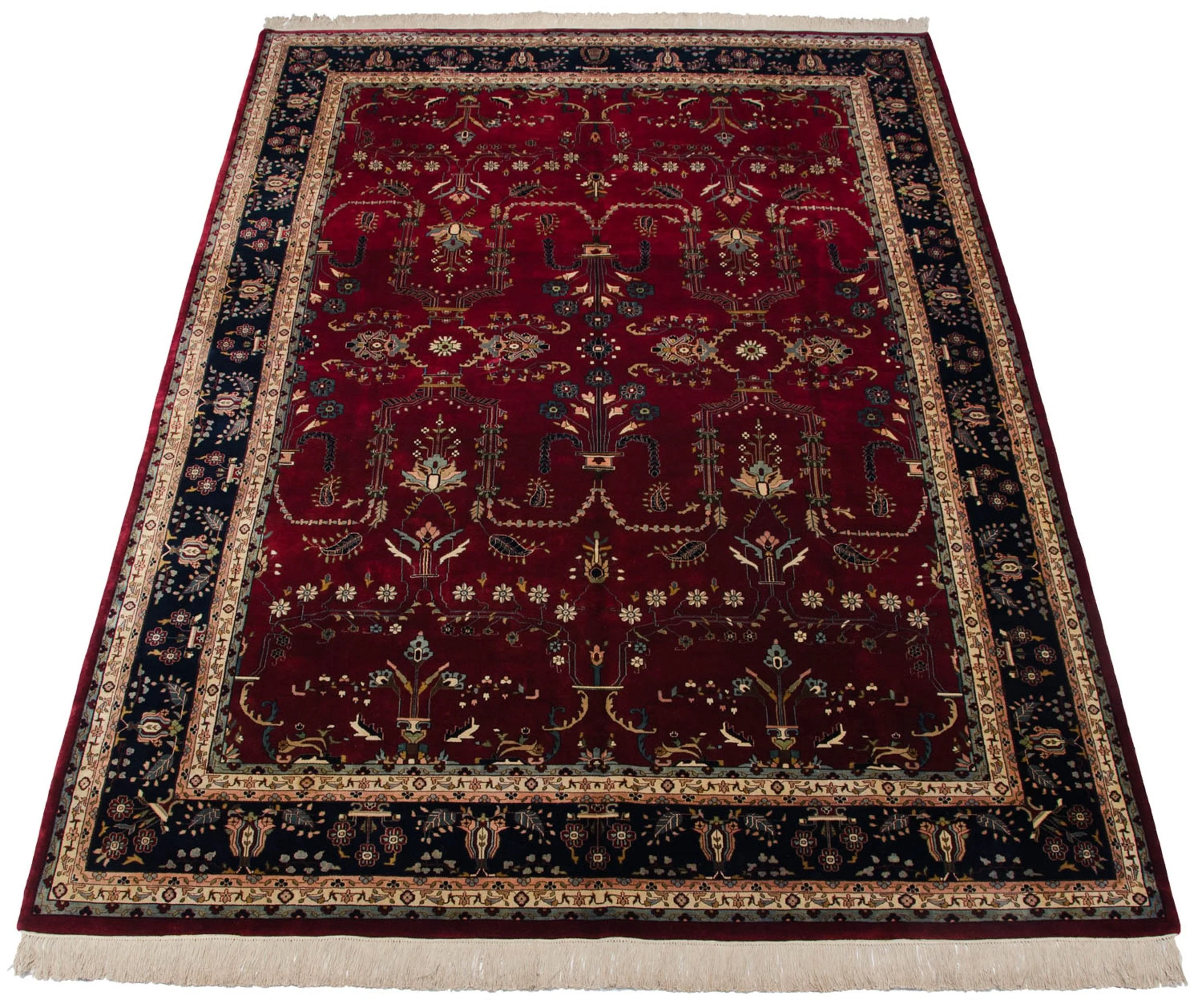 9.5x14 Fine Indian Mohajeran Sarouk Design Carpet - Image 4