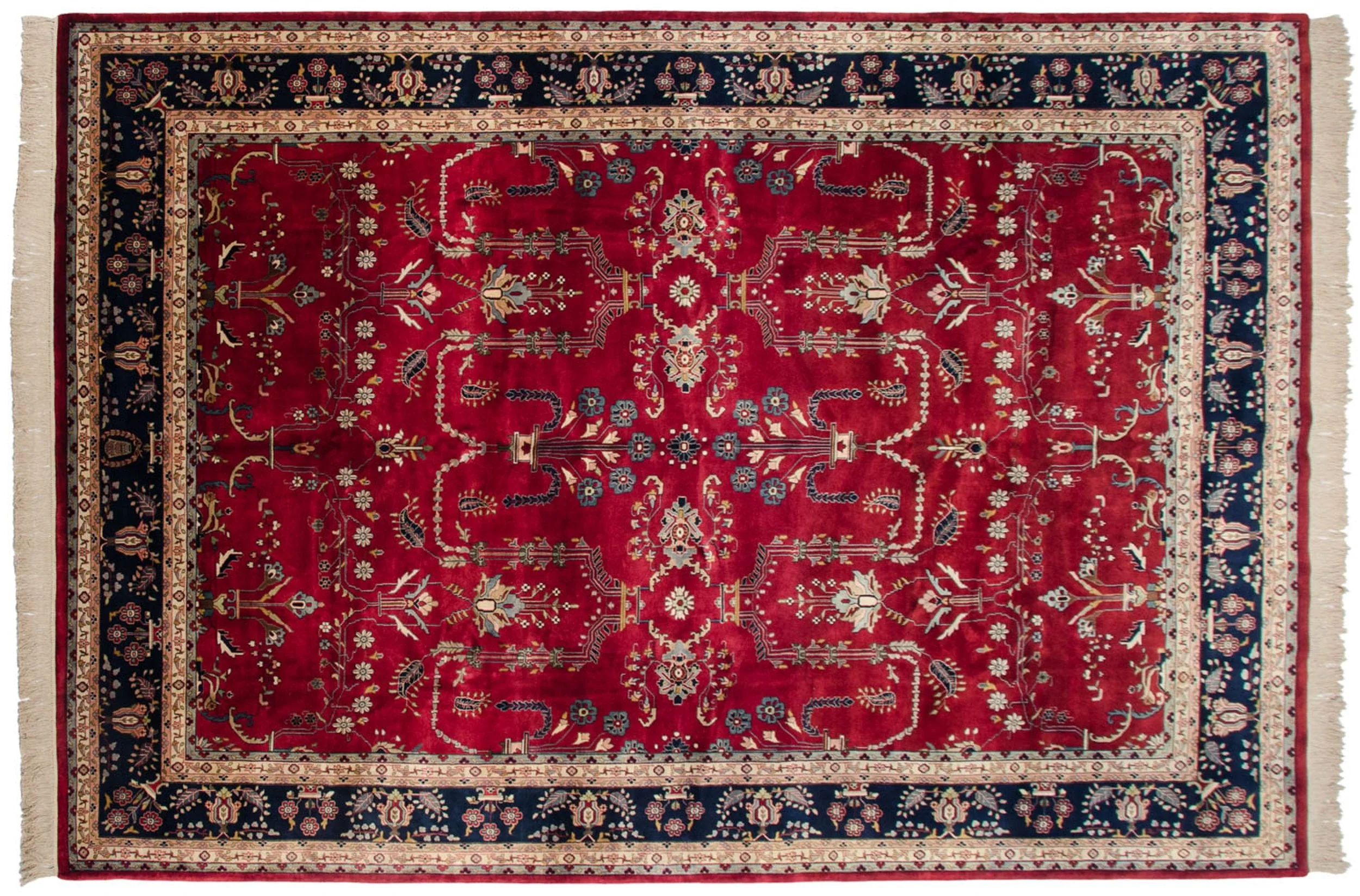 9.5x14 Fine Indian Mohajeran Sarouk Design Carpet - Image 5
