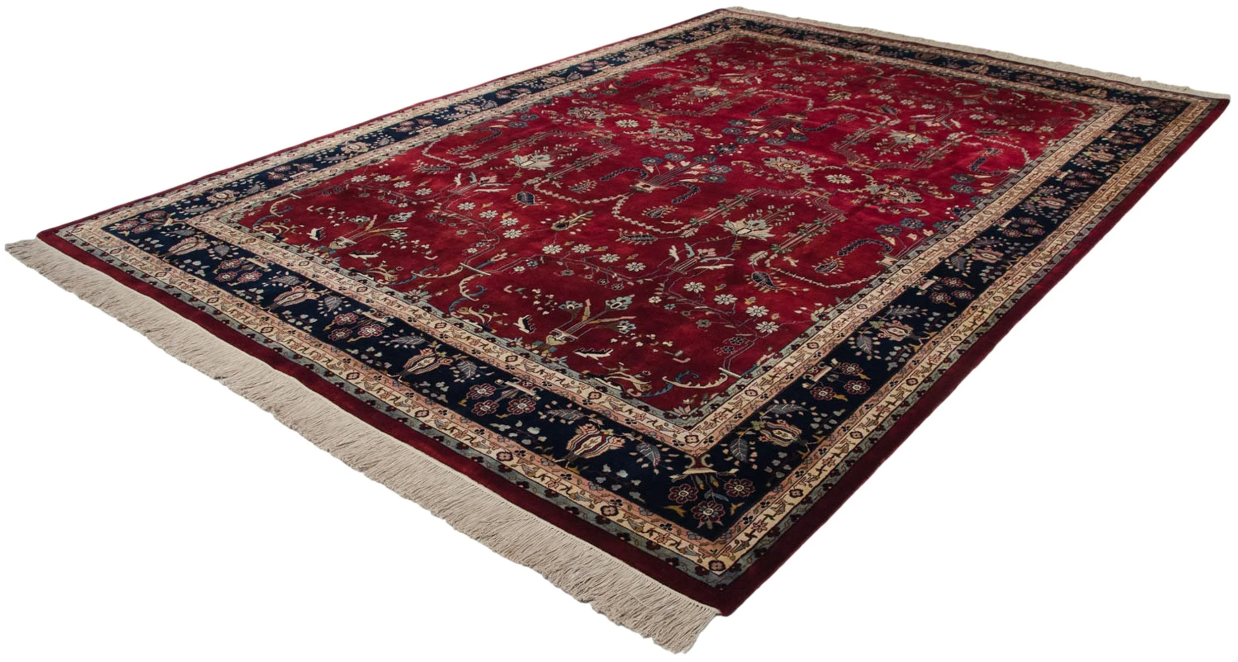 9.5x14 Fine Indian Mohajeran Sarouk Design Carpet - Image 6