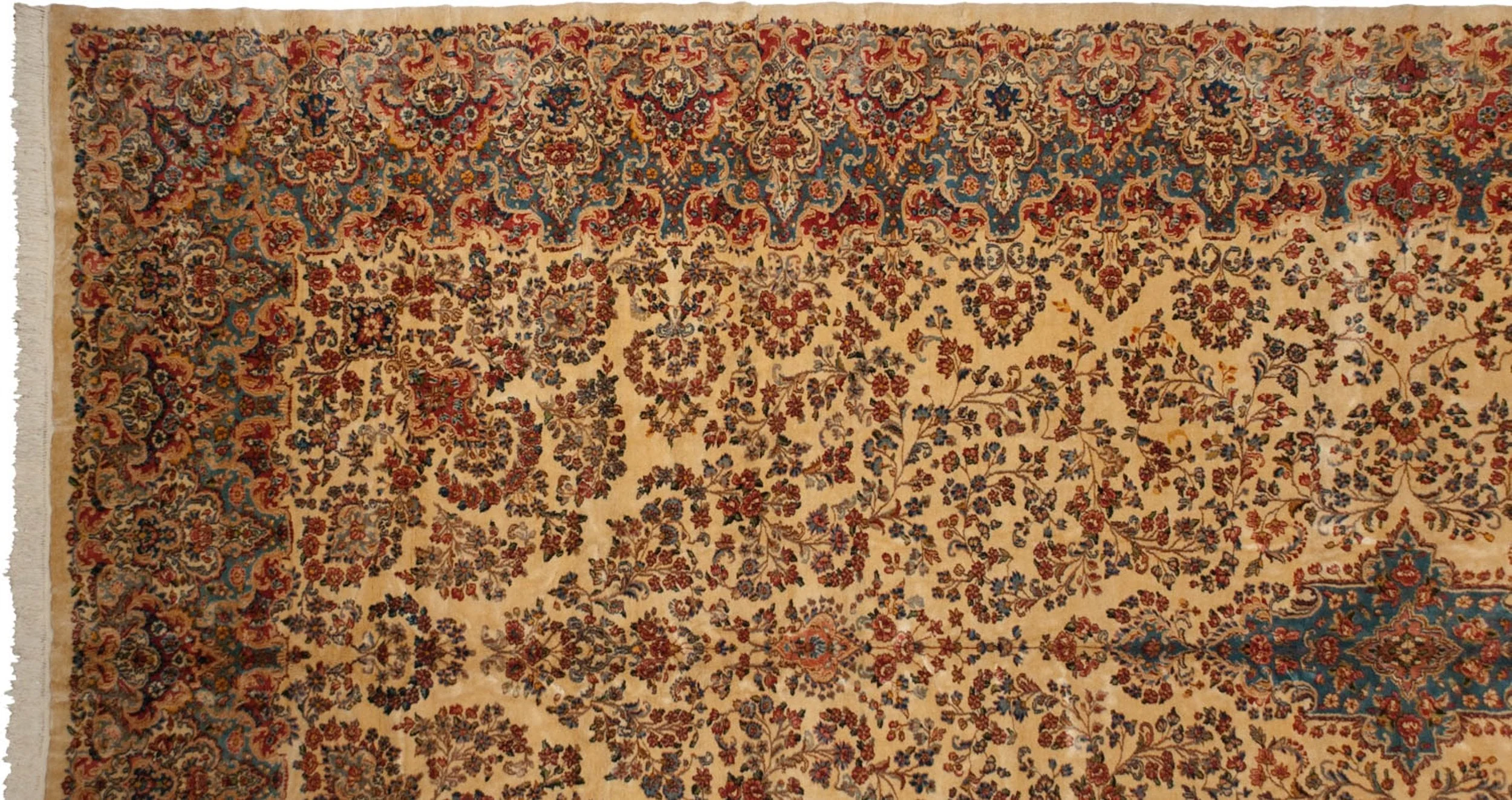9.5x22.5 Vintage Kerman Carpet - Image 20