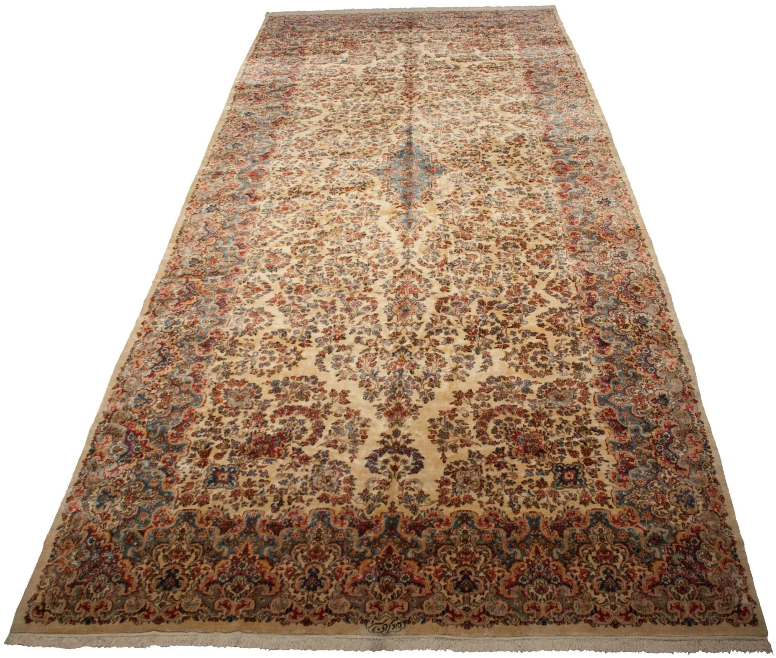 9.5x22.5 Vintage Kerman Carpet - Image 3