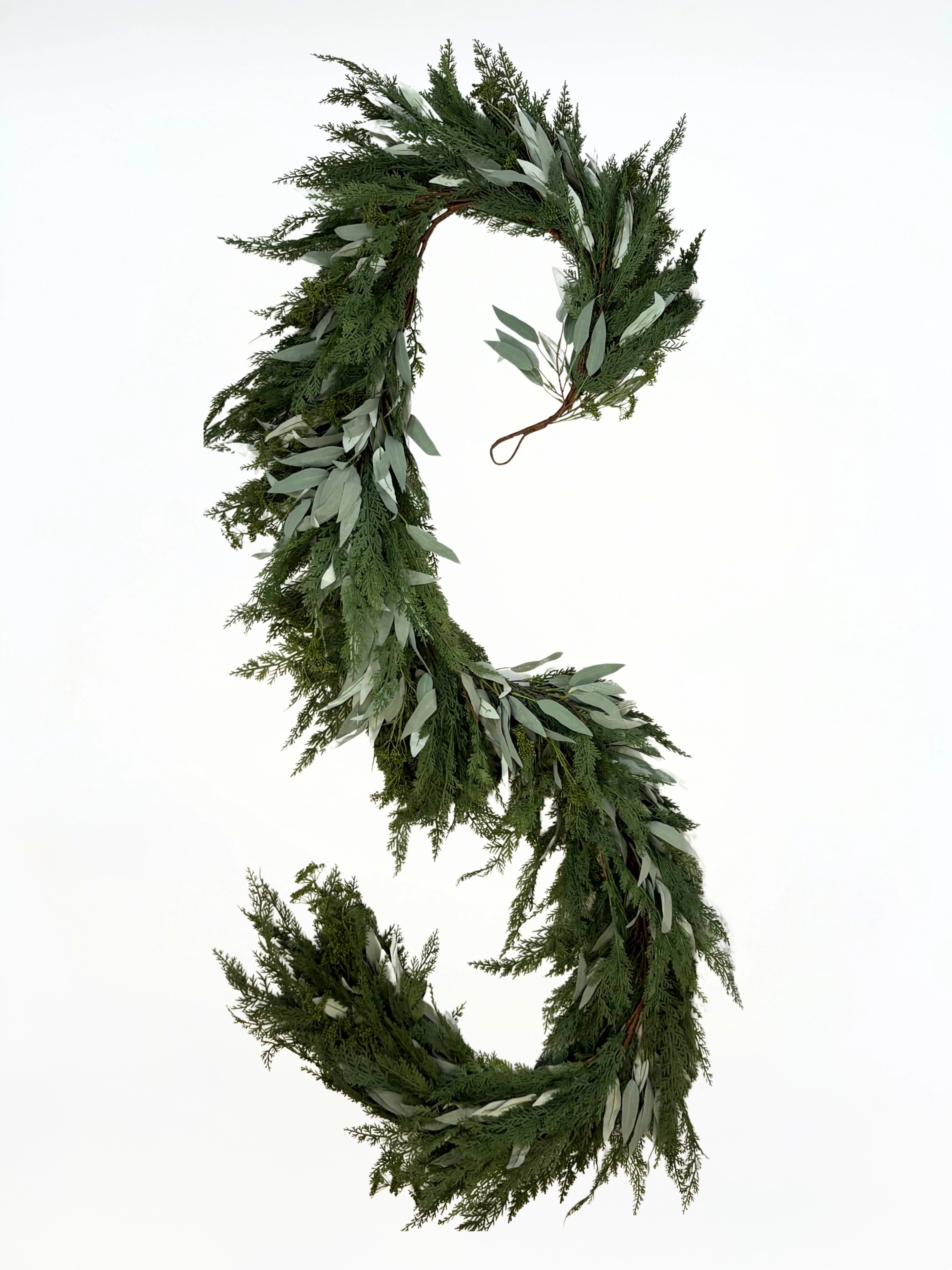 Ready to Ship - 9’ Artificial Real-Touch Cedar and Long Leaf Eucalyptus Garland - Image 11