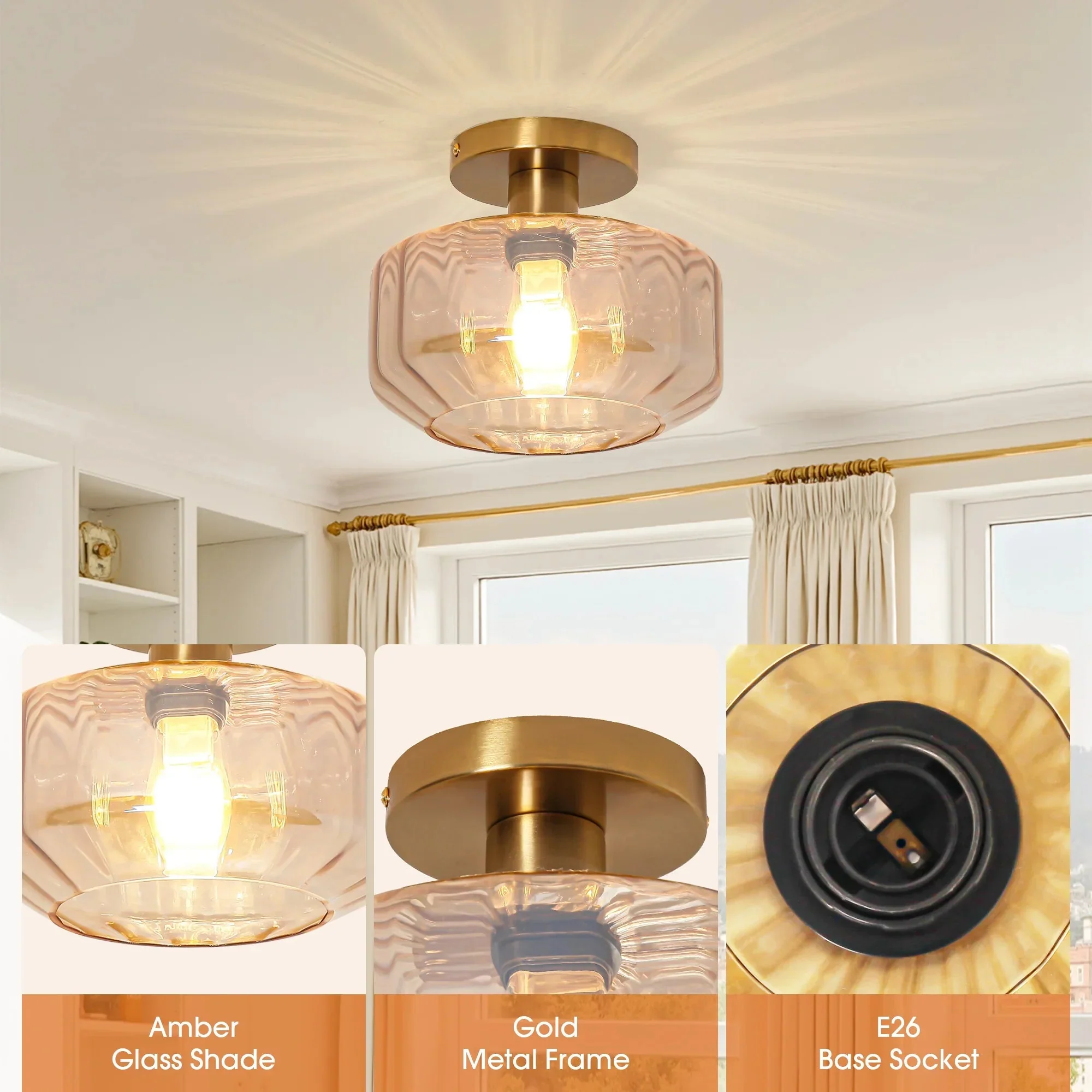 9 Inch Gerald 1-Light Semi-Flush Mount Ceiling Light - Image 7