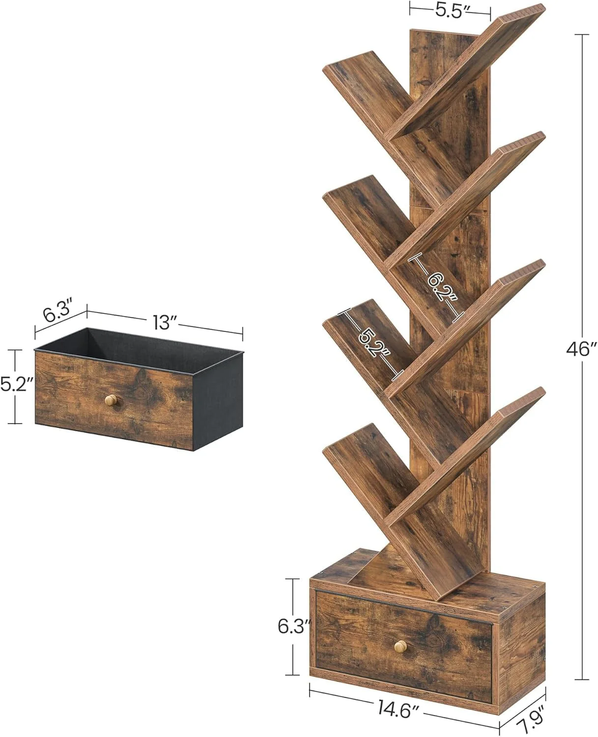 9 Tier Tree Standing Bookshelf Storage - Image 2