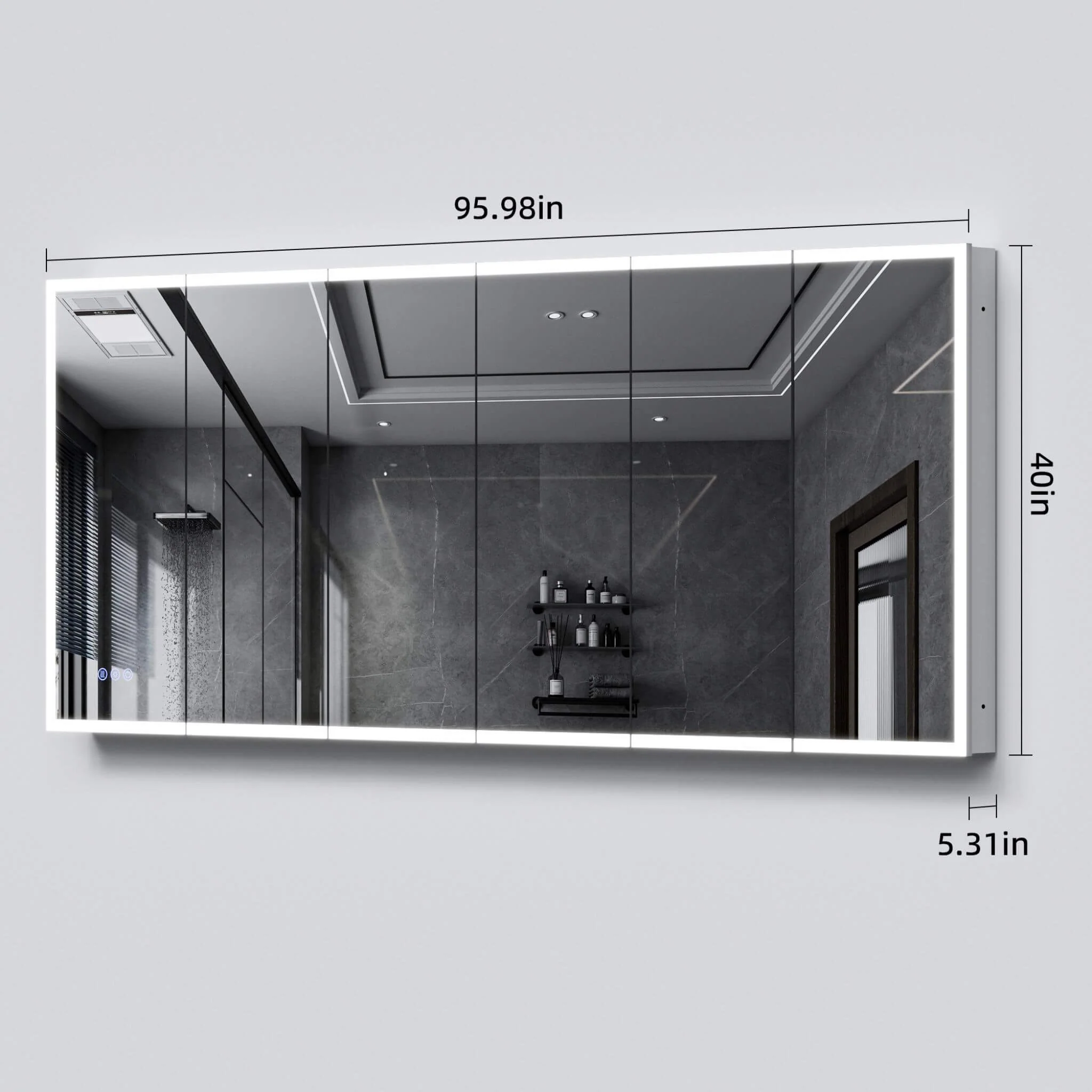 [96X40-Inch] Nuvia Wall-Mounted Medicine Cabinet Mirror With Anti-Fog And Tri-Color LED Lights (SAK82340) - Image 8