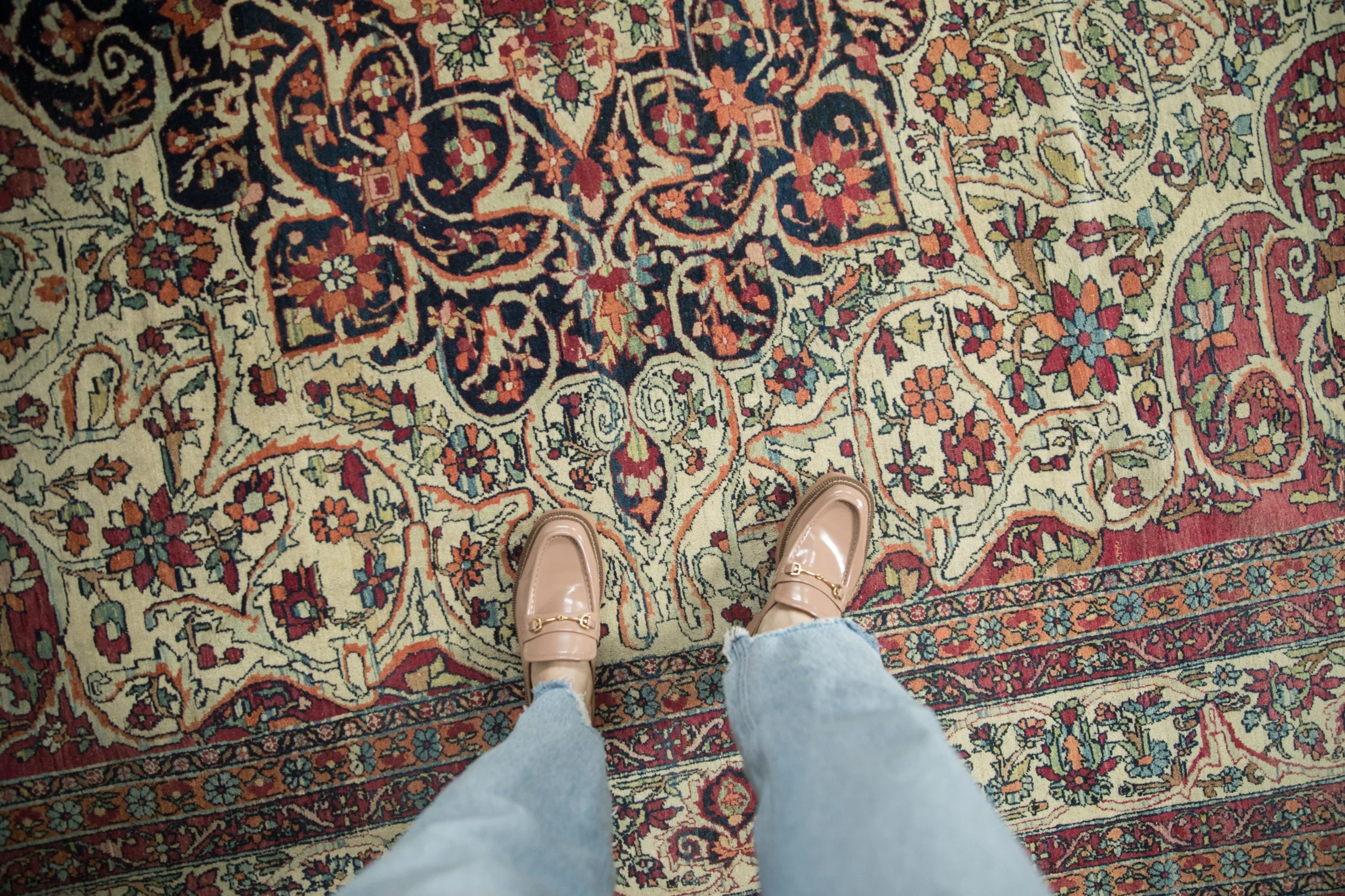 9x10 Antique Fine Kerman Square Carpet - Image 2
