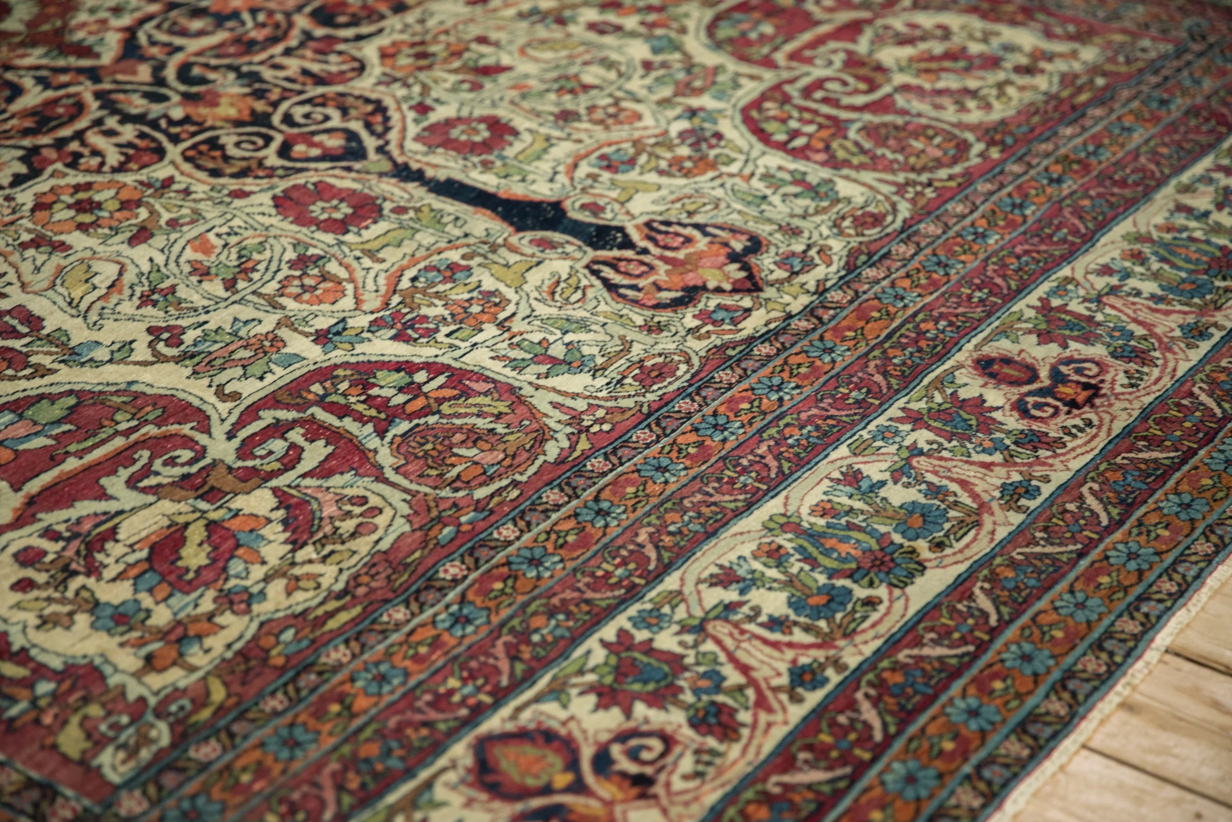 9x10 Antique Fine Kerman Square Carpet - Image 5